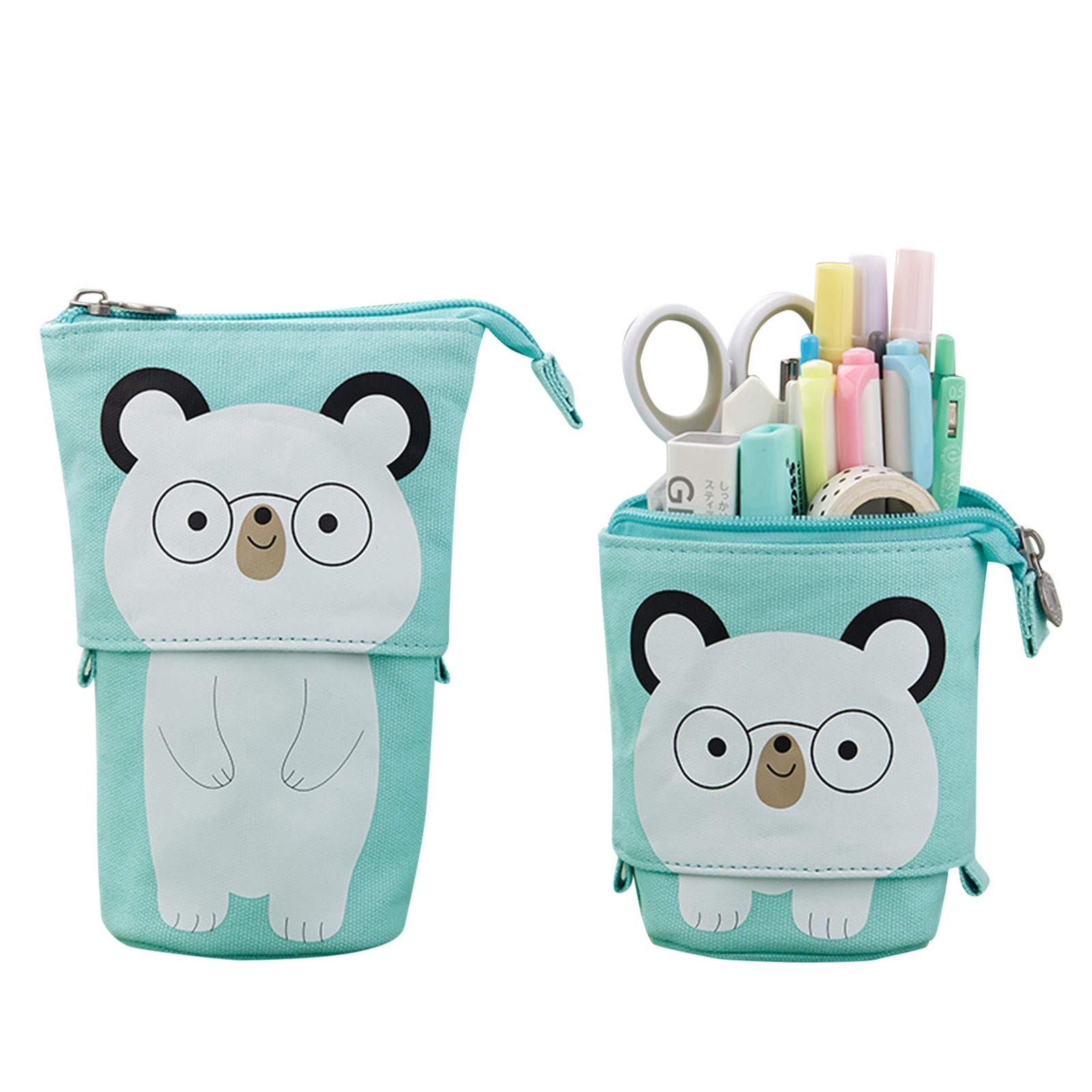 YORFUI Expandable Pen Pencil Holder - Corduroy Telescopic Stationery Case with Stand-Up Design for School, Office & Travel Organization