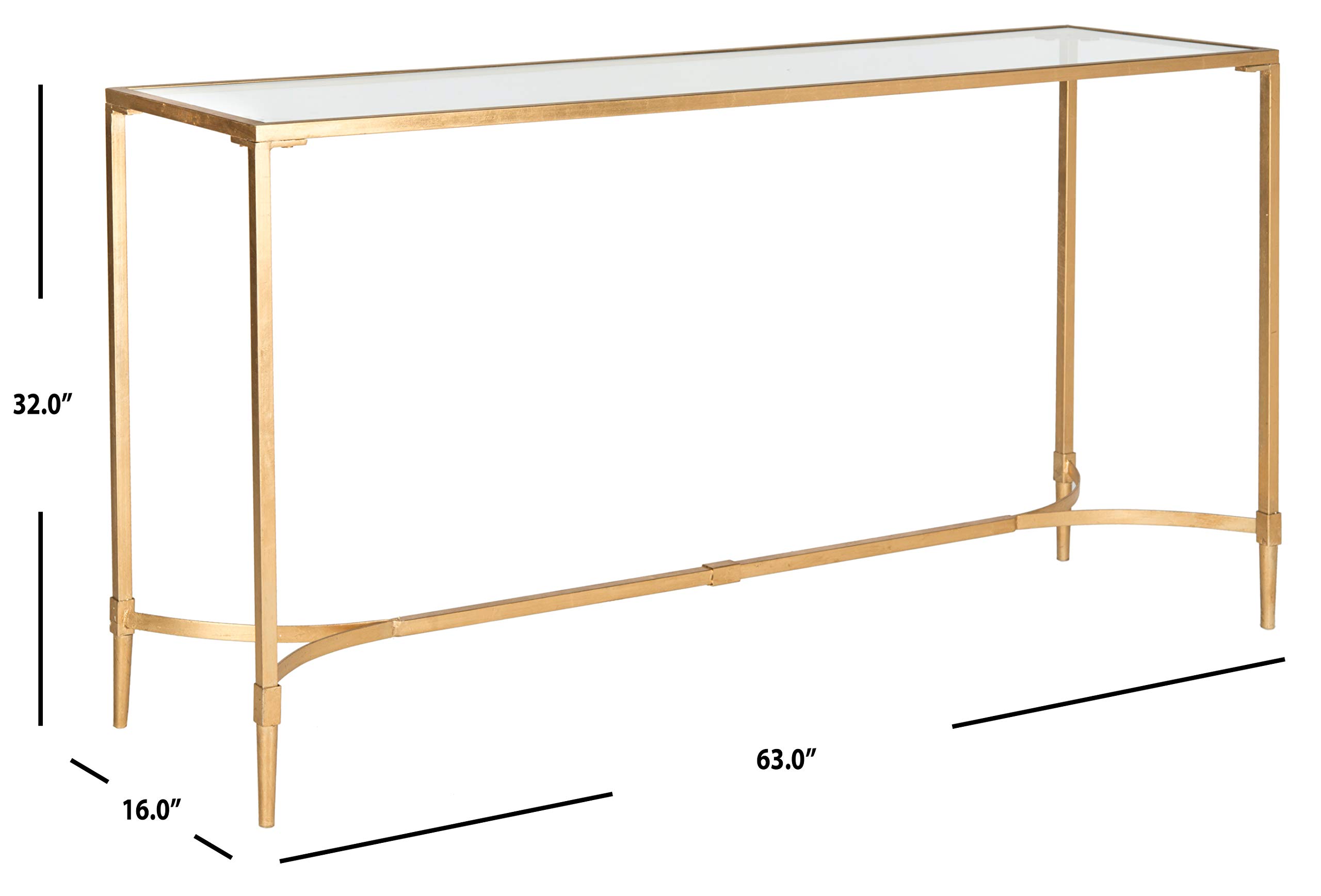 Safavieh Antwan Gold Console Table - Elegant Entryway Table for Hallway, Living Room & Foyer Decor | Modern Gold Finish Sofa Table with Storage Shelf