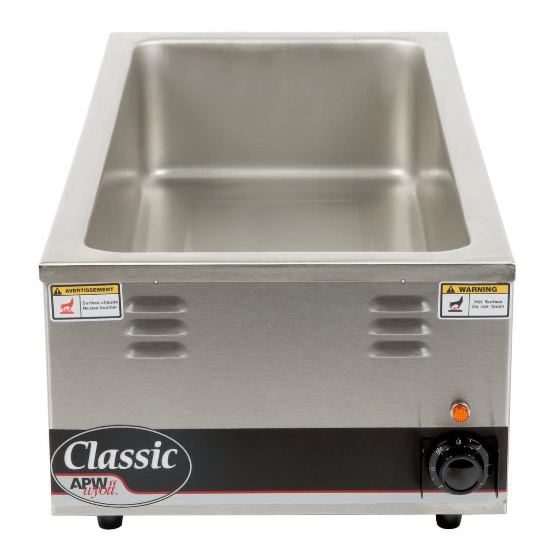 APW W 43V 120 12 x 27 Classic Countertop Food Warmer - Commercial Grade 4/3 Size for Restaurants, Cafes & Buffets - Perfect for Keeping Pizza, Burgers & Sandwiches Hot