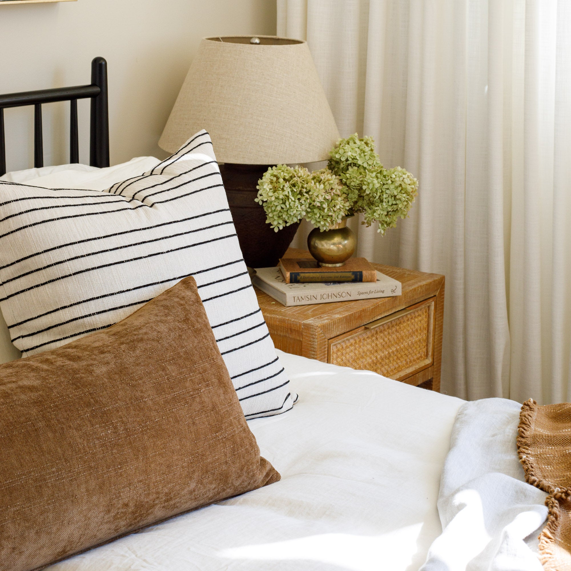 Premium Spar Stripe 24x24 Decorative Throw Pillow Cover - Soft Onyx Black Cushion Case for Sofa, Bed & Home Decor