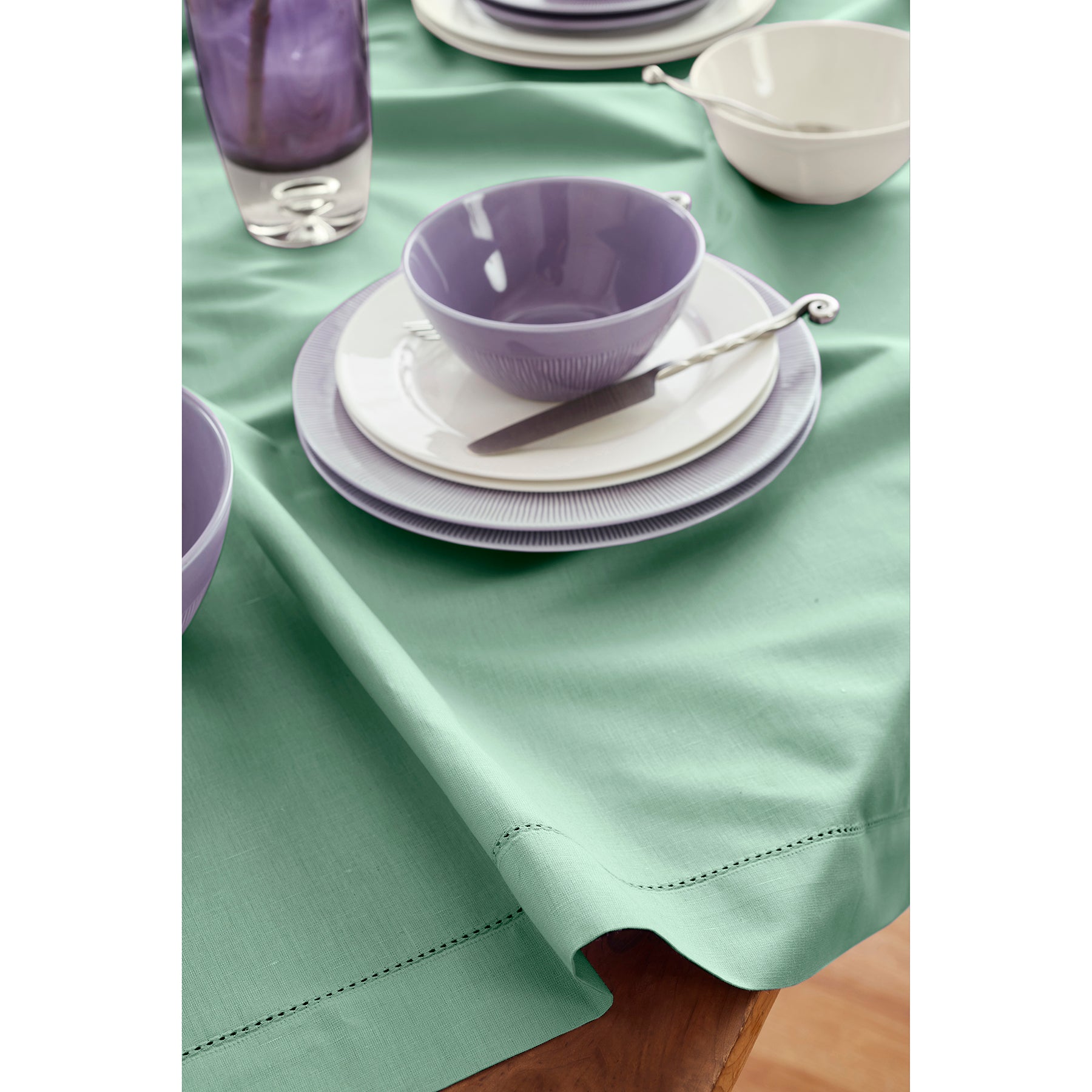 Premium Cotton Linen Hemstitch Table Throw - Elegant Decorative Table Runner for Dining Room, Wedding, Party & Home Decor