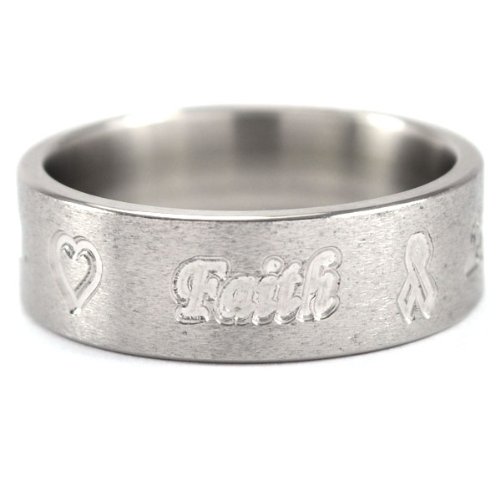7mm Titanium Ring for Men & Women - Hope Faith Love Cure Engraved Band, Durable & Hypoallergenic Jewelry Gift for Wedding, Anniversary & Everyday Wear