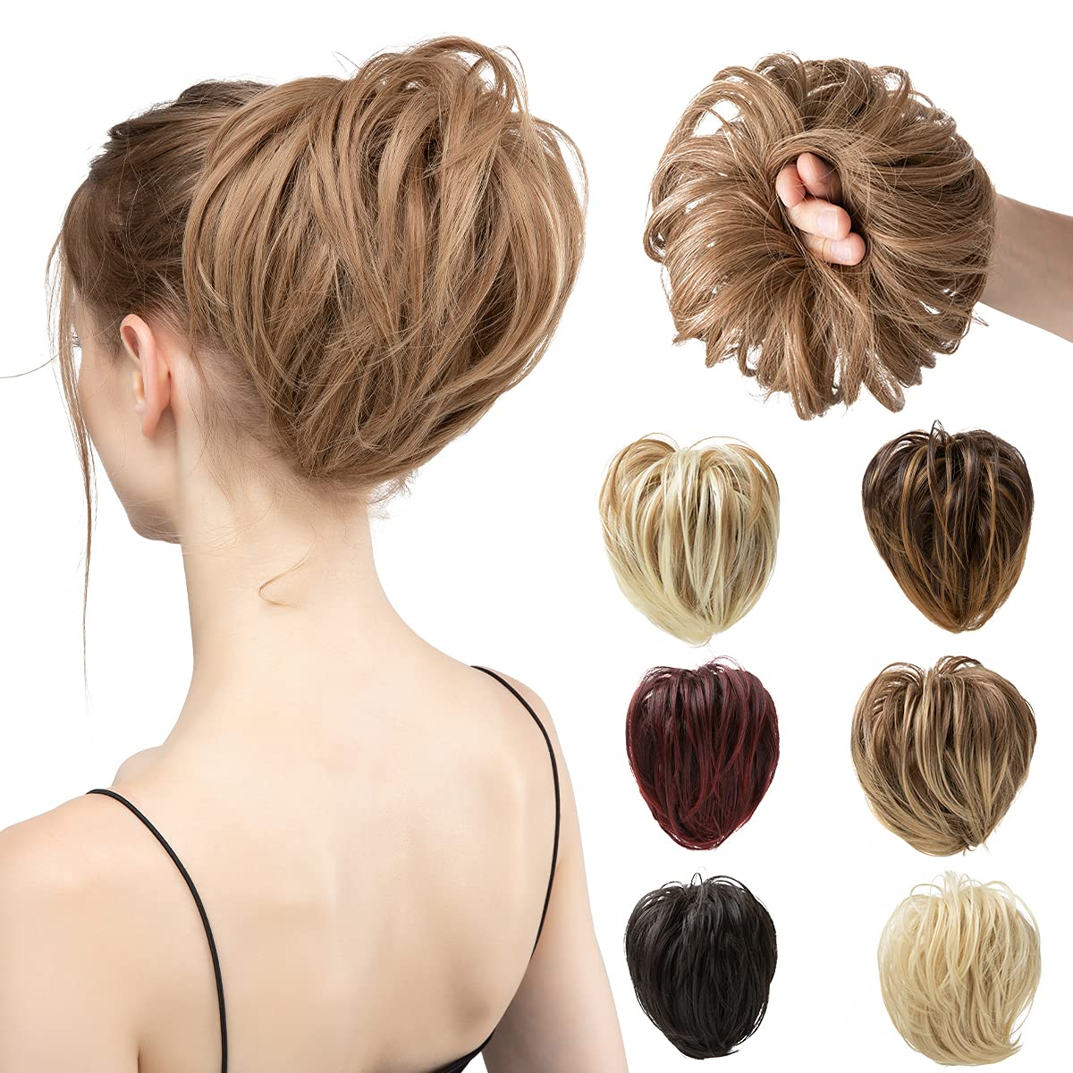 BONAD Synthetic Hair Chignon Bun - Messy Bun Hair Piece with Elastic Band for Ponytail Extension | Women's Hair Accessories (Color: 10H86) | Perfect for Weddings, Parties & Everyday Styling