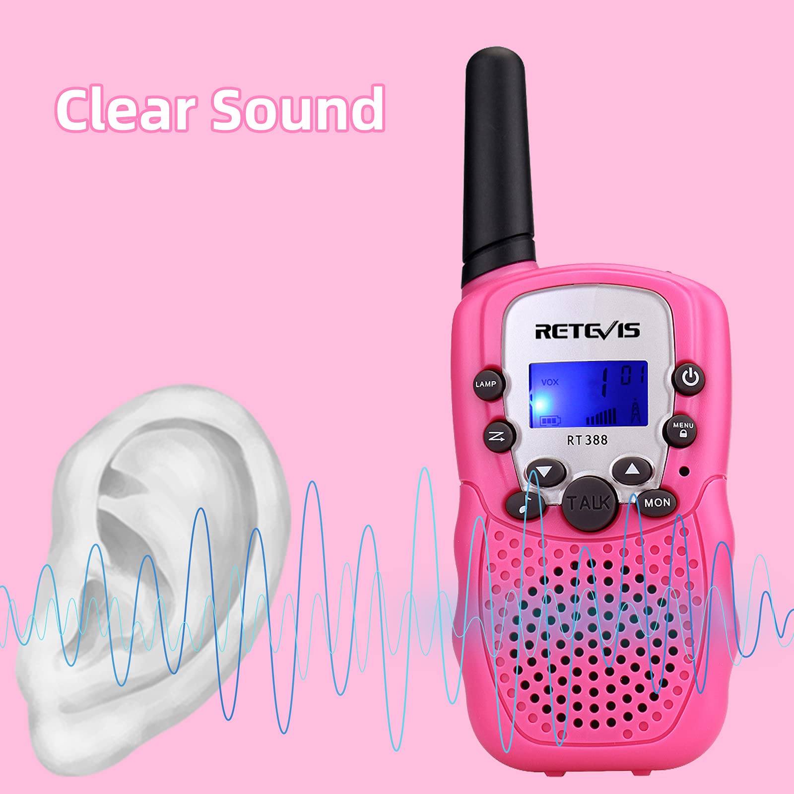 Retevis RT388 Rechargeable Walkie Talkies for Kids - 2 Way Radios with Long Range, VOX & Keypad Lock - Best Gifts for Boys & Girls Ages 6-12 - Perfect for Camping, Hiking & Outdoor Adventures