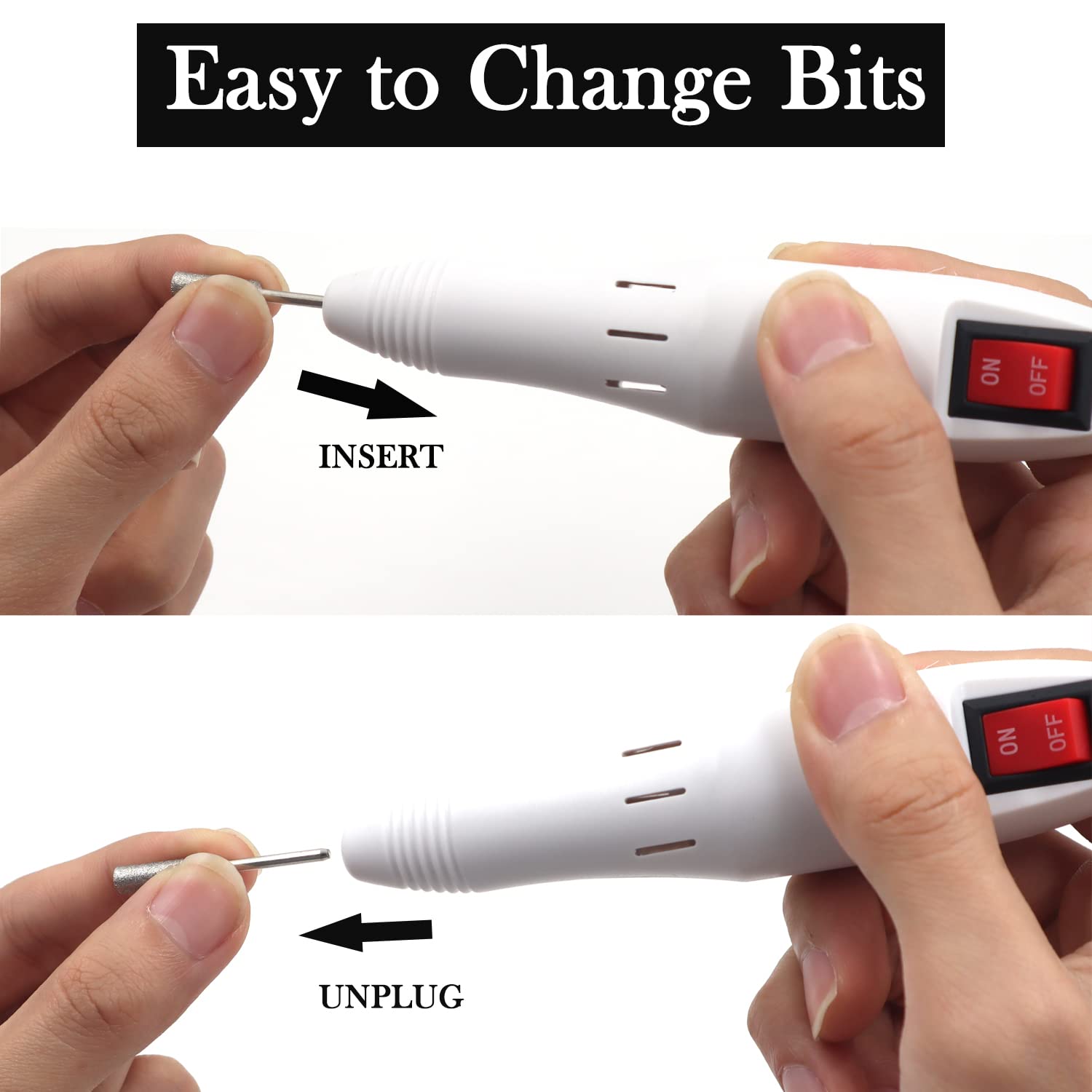 FATUXZ Professional Electric Nail Drill Kit - 20000 RPM Adjustable Nail File Machine for Manicure & Pedicure - Acrylic Nail Tools with 6 Bits (White) - Perfect for Home Salon, Nail Art & DIY Nail Care
