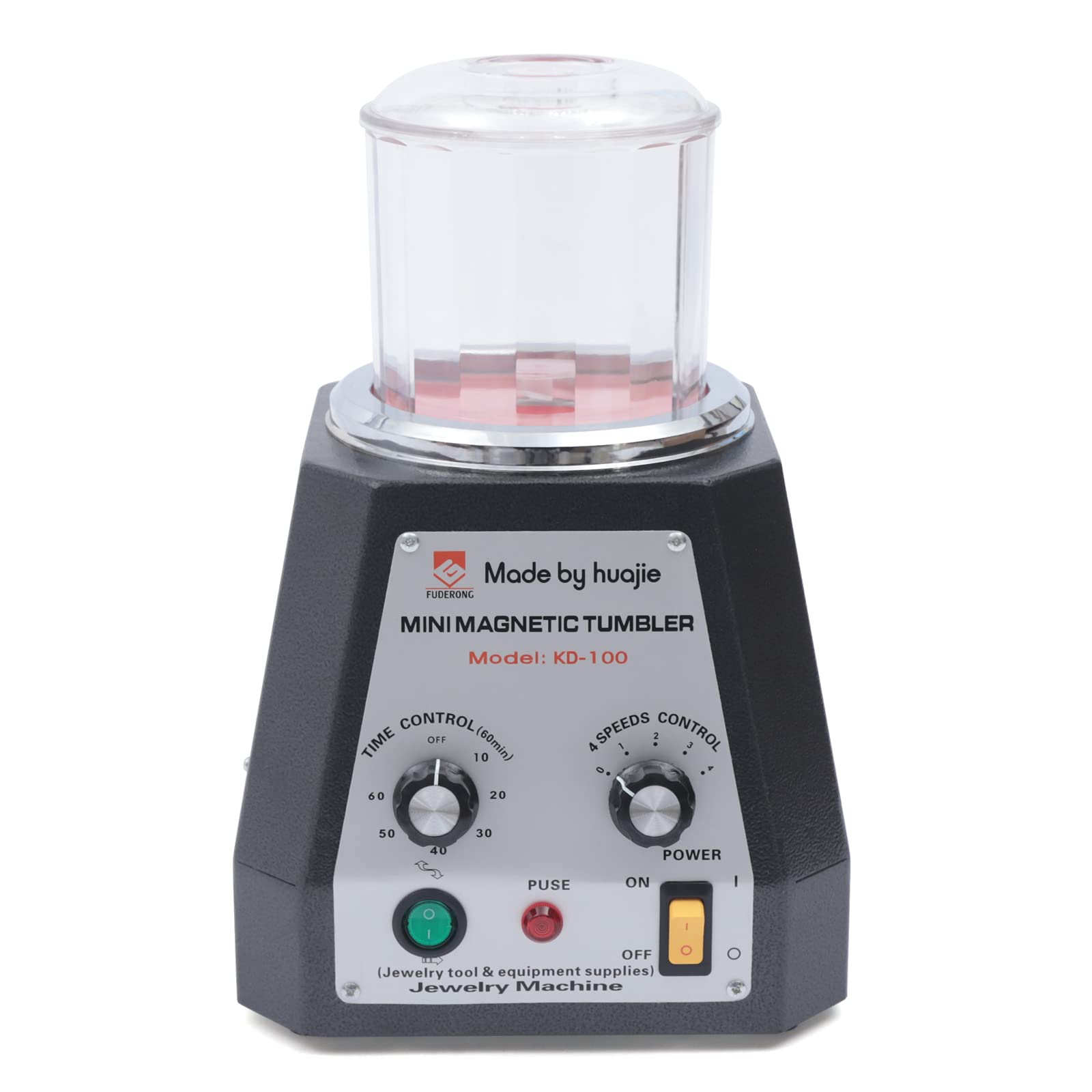 2000RPM Magnetic Jewelry Polisher Machine - 220V 100mm Magnetic Tumbler for Jewelry & Metal Polishing with Acrylic Bowl - Perfect for Jewelry Making, Metal Crafting, and Small Parts Finishing