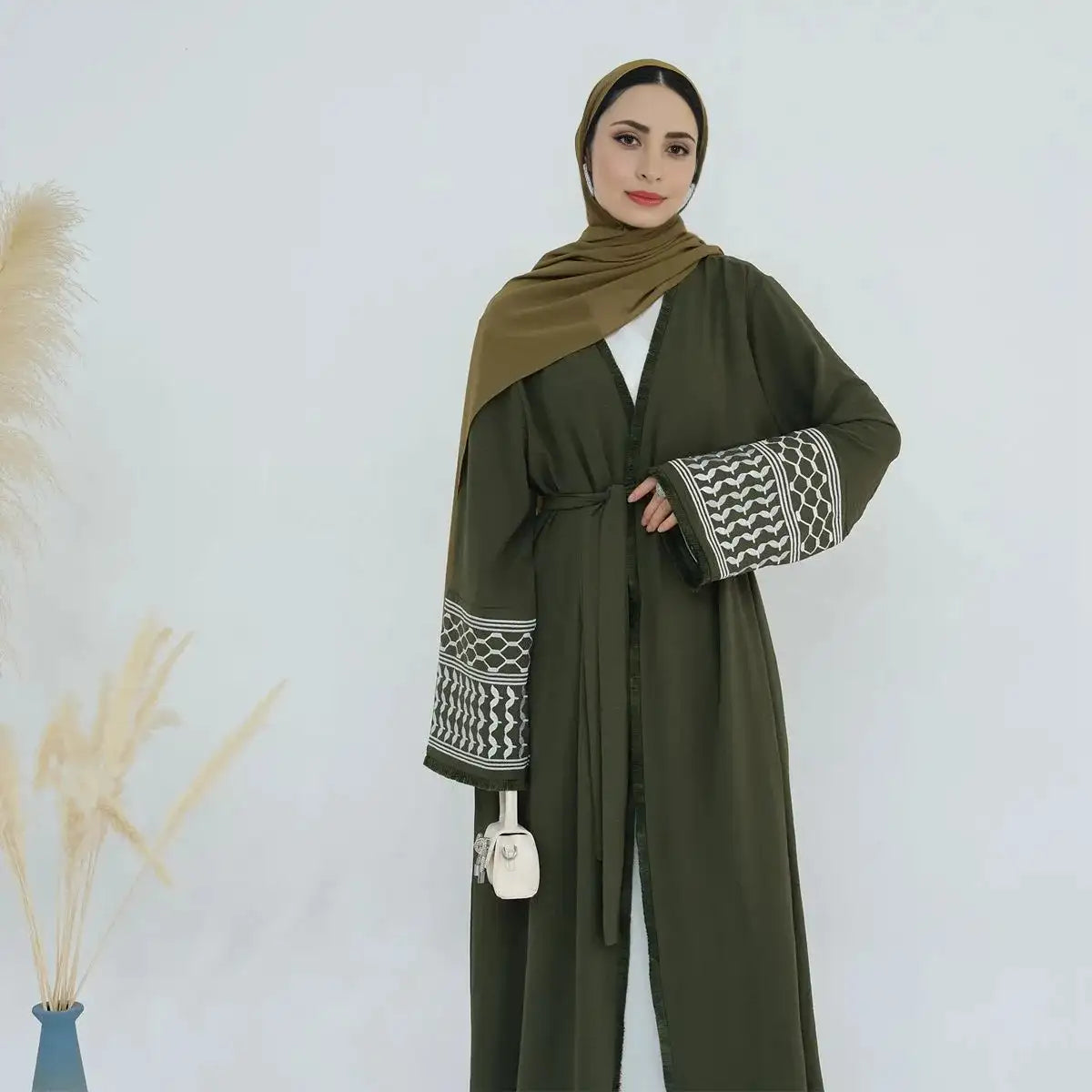 Muslim Mother Daughter Matching Embroidered Tassel Sleeve Cardigan Abaya Dress - Perfect for Eid, Ramadan & Family Gatherings
