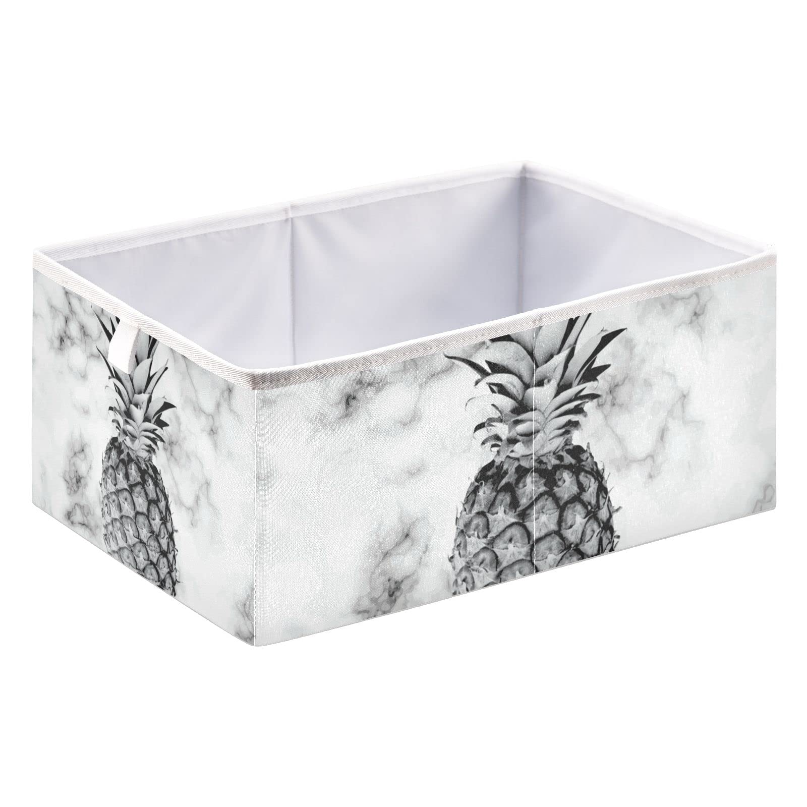 Collapsible Marble Pineapple Storage Basket - Large Rectangular Bin for Toys, Clothes & Home Organization | Perfect for Nursery, Closet & Shelf Storage
