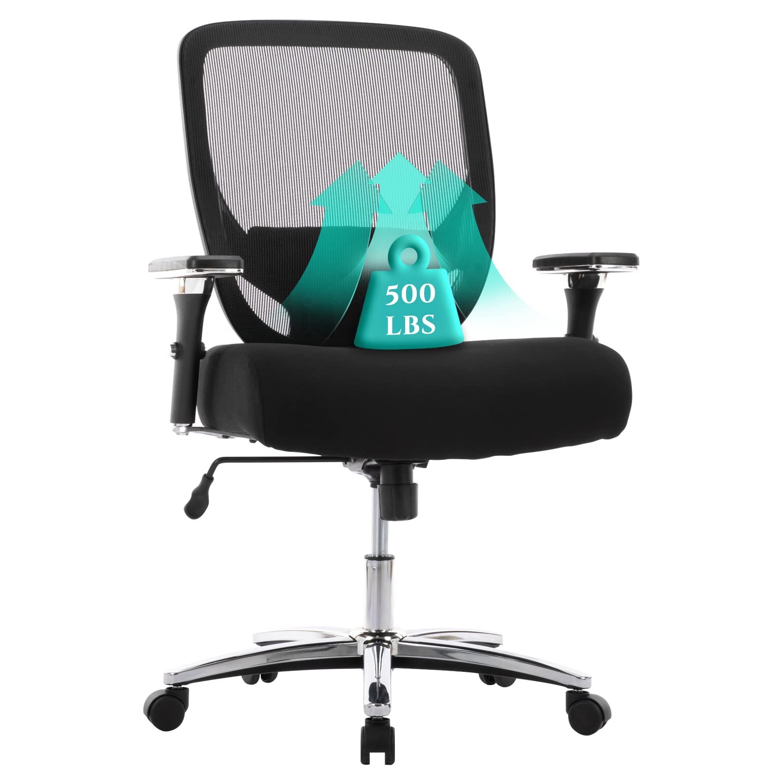 Big and Tall Office Chair for Heavy People up to 500lbs - Executive Computer Desk Chair with Wide Thick Seat - Ergonomic Black Office Chair for Large Men - Perfect for Home Office, Gaming & Workspaces