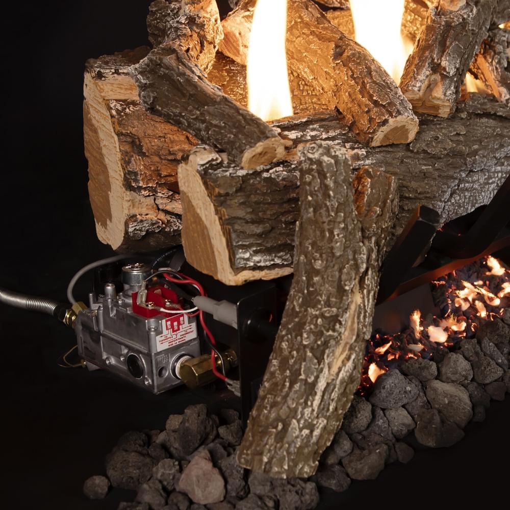 Grand Canyon Weathered Oak Vent-Free Indoor Gas Log Set - Realistic Wood Fireplace Insert for Cozy Home Heating - Perfect for Living Rooms, Bedrooms & Winter Warmth