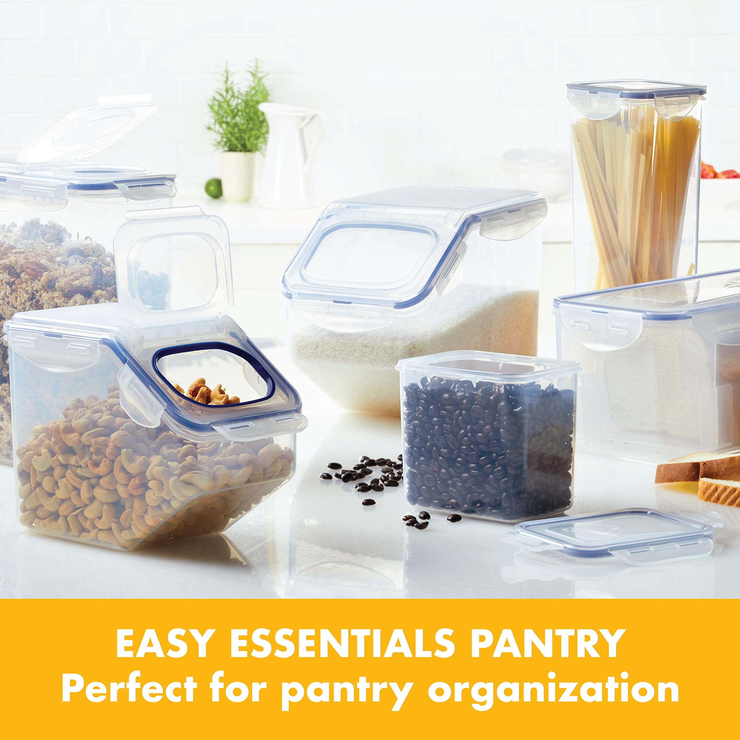 LocknLock Airtight Food Storage Container Set - 4-Piece Clear Rectangular Tall Containers (7.61 Cup) for Kitchen Pantry Organization & Meal Prep