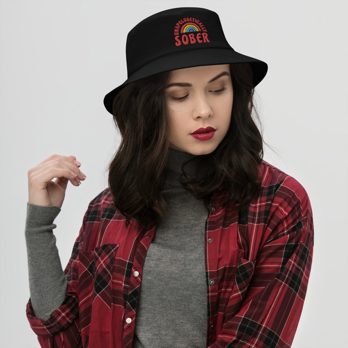 Unapologetically Sober Embroidered Bucket Hat for Men & Women - Stylish Alcohol-Free Lifestyle Accessory for Outdoor Activities, Beach, and Festivals