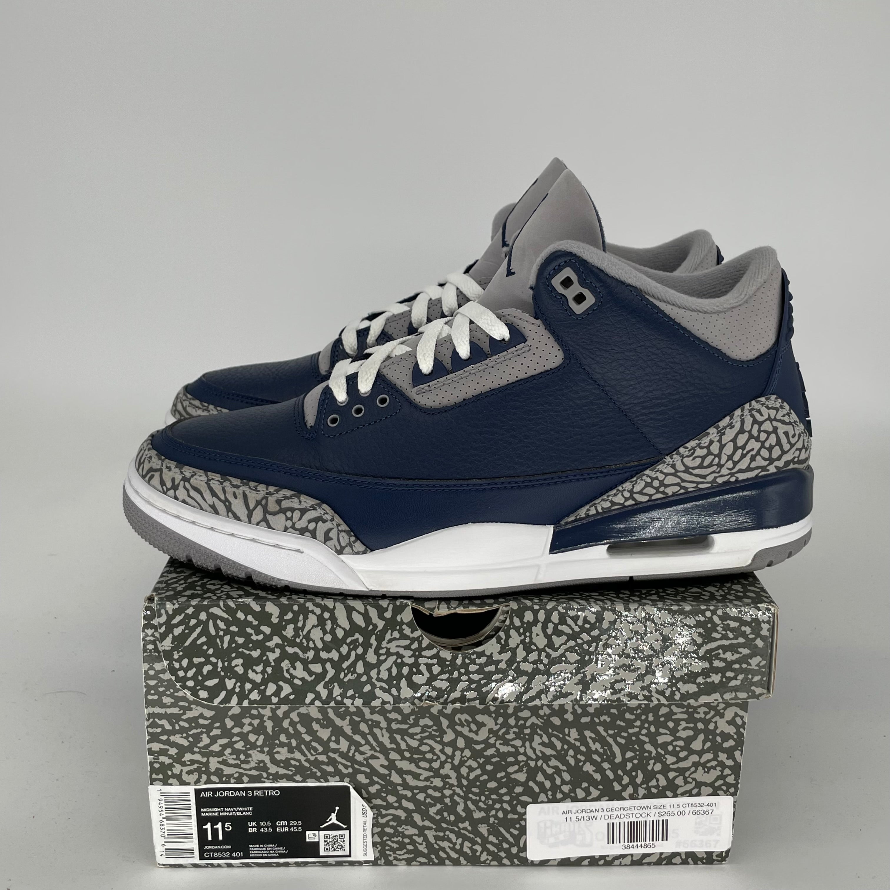 **AIR JORDAN 3 GEORGETOWN Men's Basketball Shoes - Size 11.5 (CT8532-401) - Retro Style for Casual Wear & Sneaker Collectors**