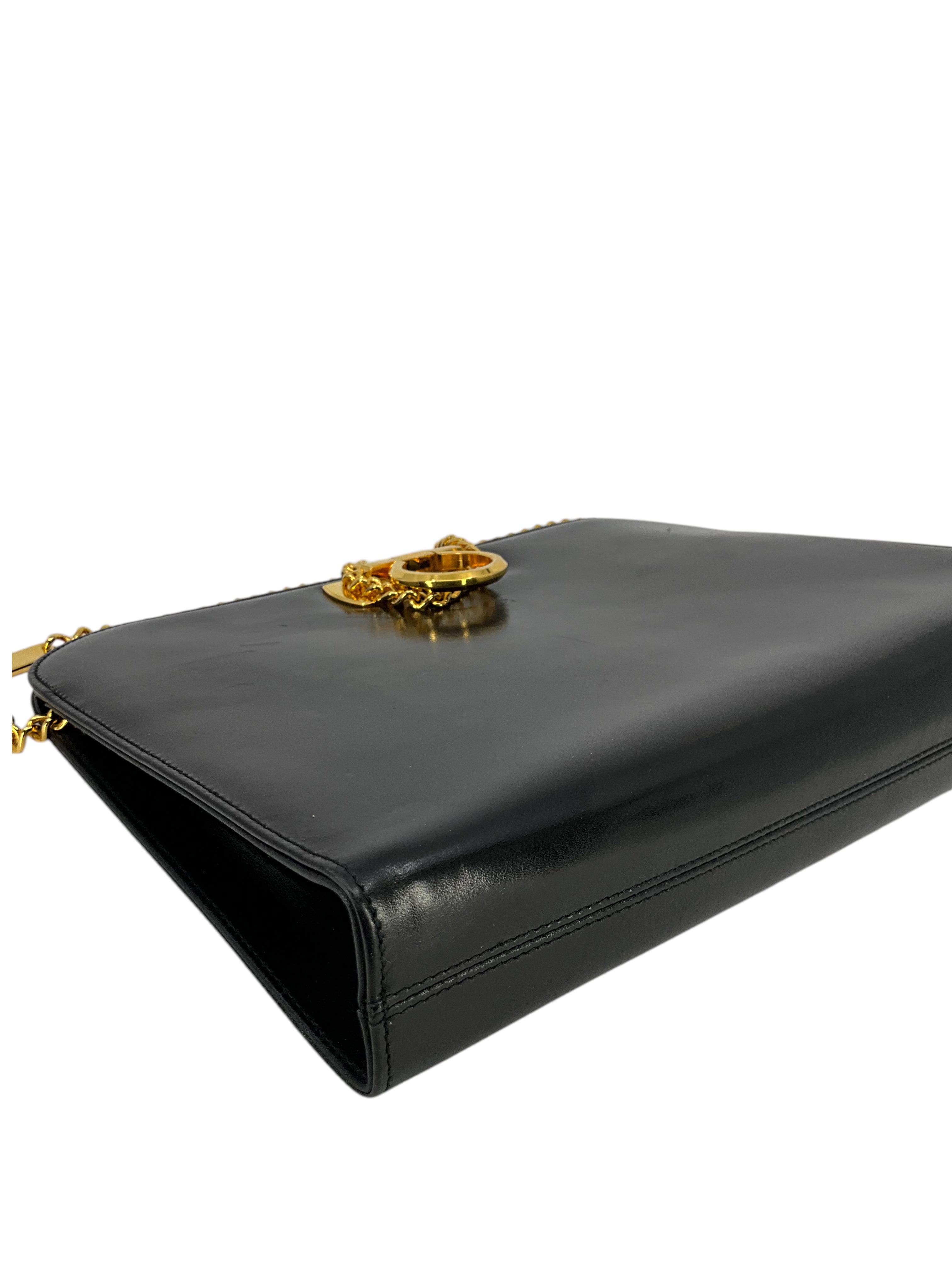 Salvatore Ferragamo Genuine Leather Gancini Chain Link Shoulder Bag for Women - Luxury Designer Handbag for Work, Travel & Evening Events