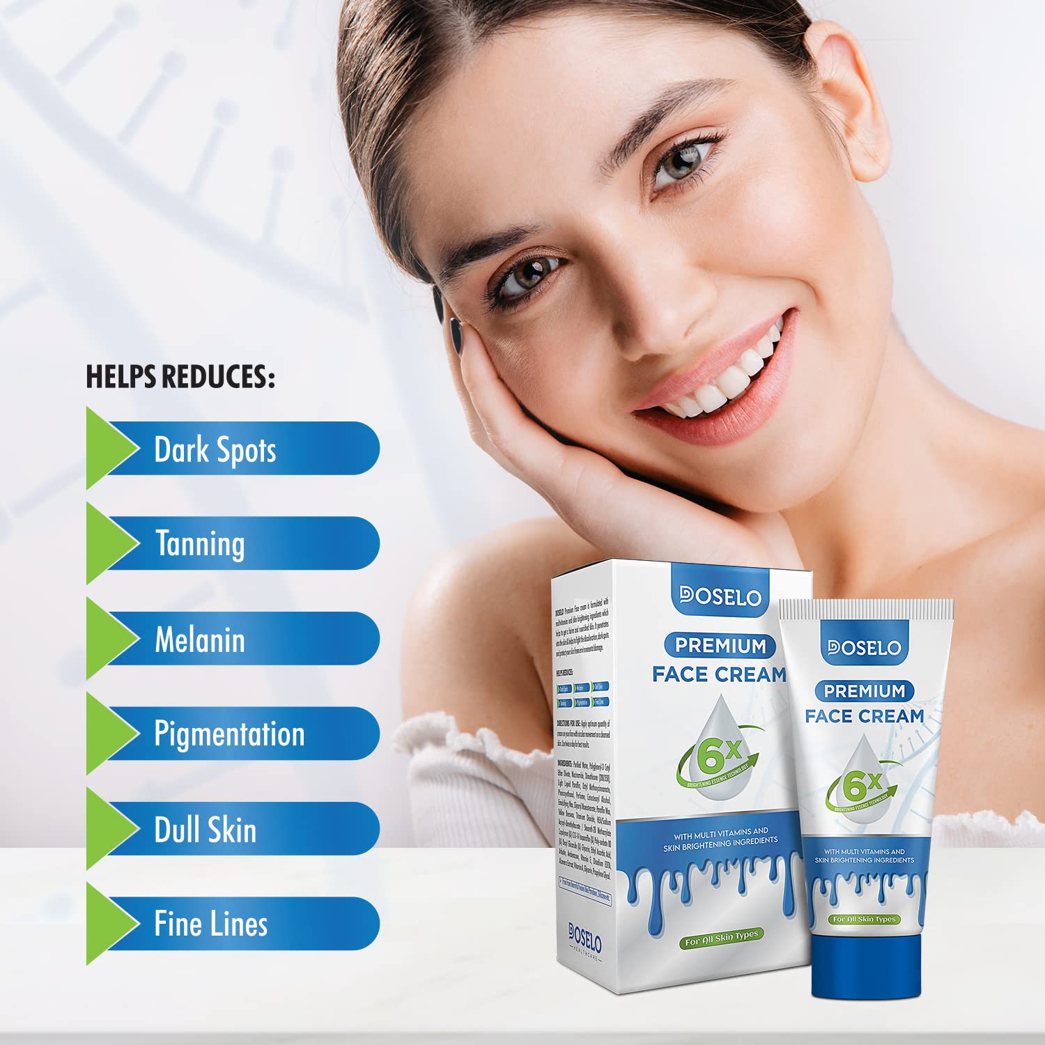DOSELO Premium Face Cream for All Skin Types - Hydrating & Anti-Aging Moisturizer for Dry, Oily & Sensitive Skin | Day & Night Skincare Routine