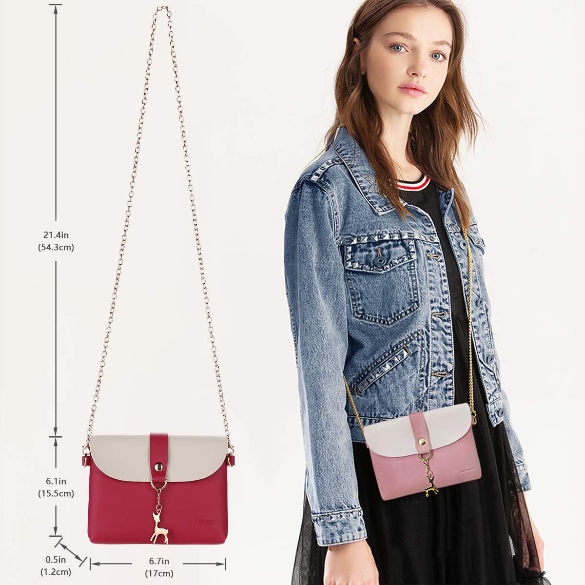 AISPARKY Small Crossbody Purse for Women - PU Leather Mini Shoulder Bag with Adjustable Strap & Gold Chain, Perfect for Daily Use, Travel, and Parties