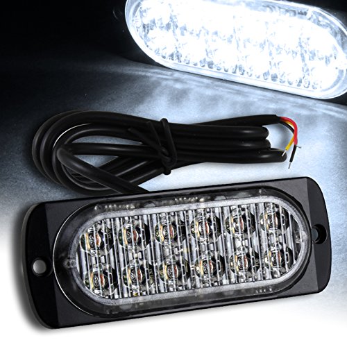 12-LED White Emergency Strobe Light Bar for Cars & Trucks - Universal Warning Beacon Hazard Lamp Panel Set (12PCS) - Perfect for Roadside Emergencies, Construction Zones & Vehicle Safety