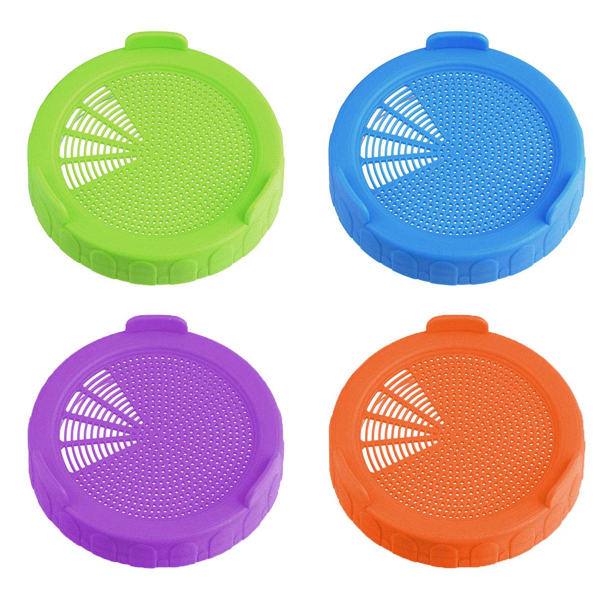 YOOJIA 4-Piece Colorful Sprouting Lids for Wide Mouth Mason Jars - Plastic Strainer Lids for Growing Broccoli, Alfalfa, Bean & Salad Sprouts - Multi-Colored Seed Sprouter Kit for Healthy Home Gardening