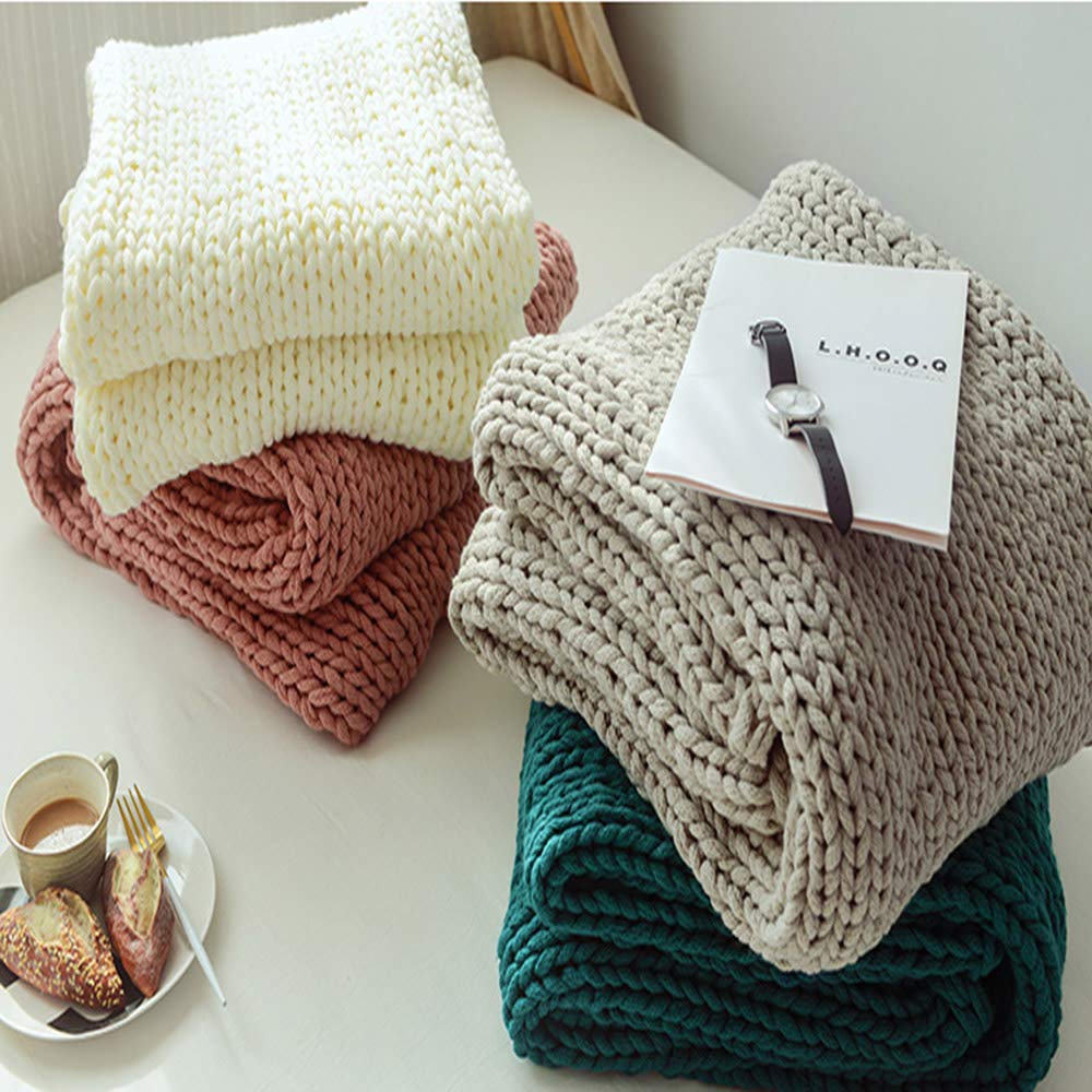 Handmade Chunky Knit Braided Blanket - Soft & Cozy Large Knitted Throw Blanket (51