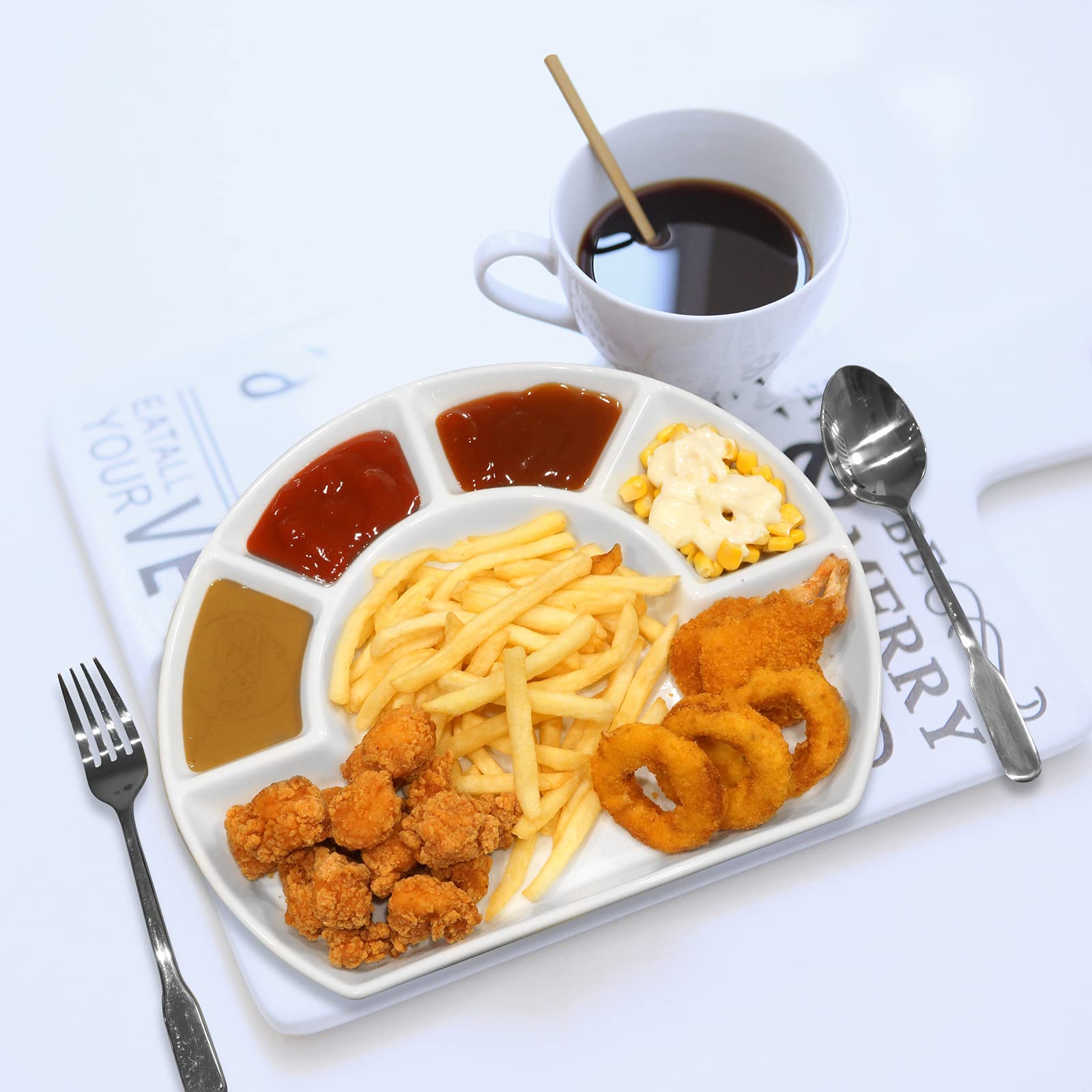 4-Piece Divided Ceramic Plate Set - Quadrant Shaped Serving Dishes for Sauce, Salad, Snacks | Perfect for Dinner Parties, Appetizers & Charcuterie Boards