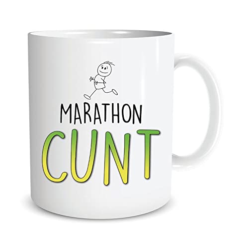 Funny Marathon Runner Coffee Mug - 15oz Ceramic Tea Cup with Humorous Slogan for Runners & Joggers - Perfect Gift for Adult Humor Lovers - Great for Morning Coffee, Office Use & Running Enthusiasts