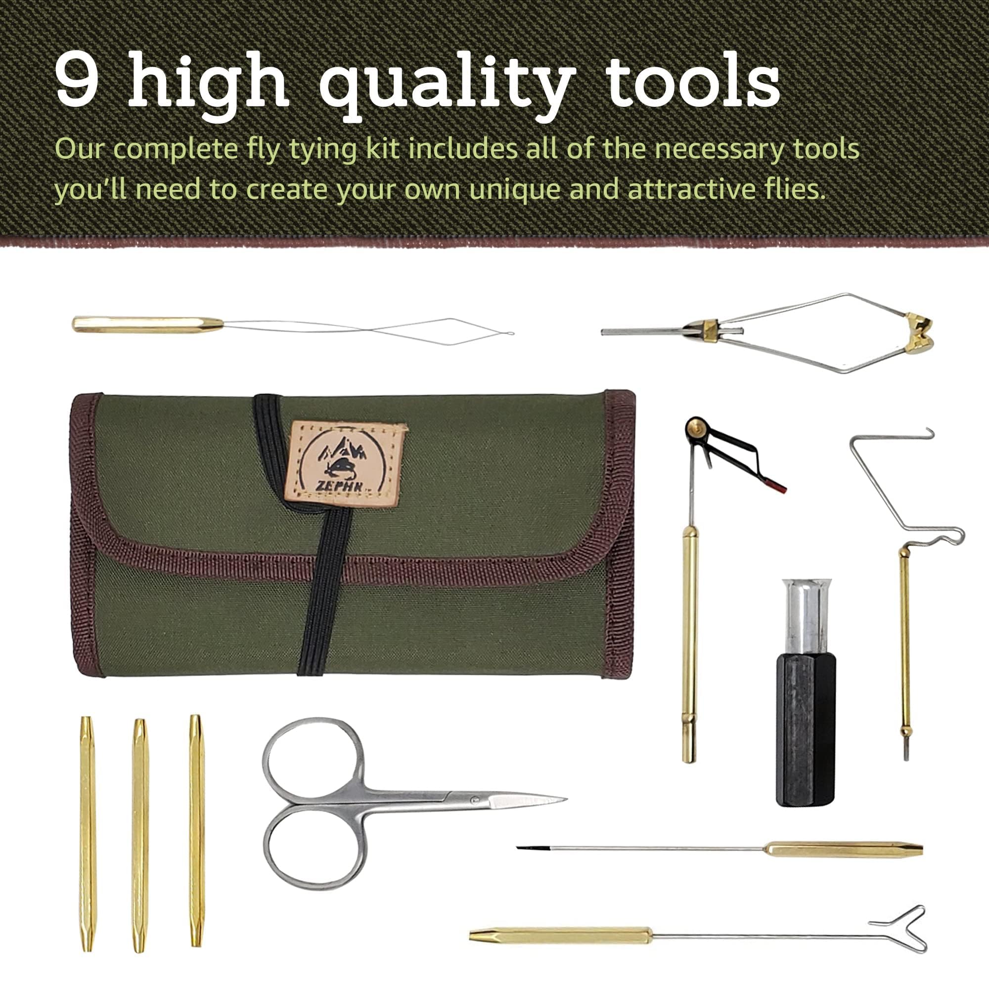 Premium Fly Tying Tool Kit with Zippered Pouch - Complete Fishing Accessories for Fly Tying Beginners & Experts - Perfect for Stream, River & Lake Fishing Trips