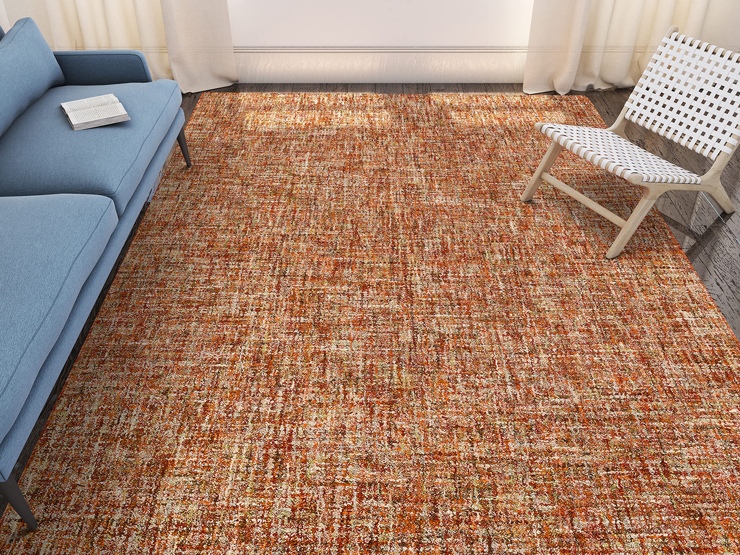 Addison Rugs Winslow AWN31 Spice 9’ x 13’ Rectangle Soft Wool Blend Area Rug - Handmade Durable Floor Covering for Bedroom, Living Room, Dining Room | Cozy Home Decor & Perfect for High Traffic Areas