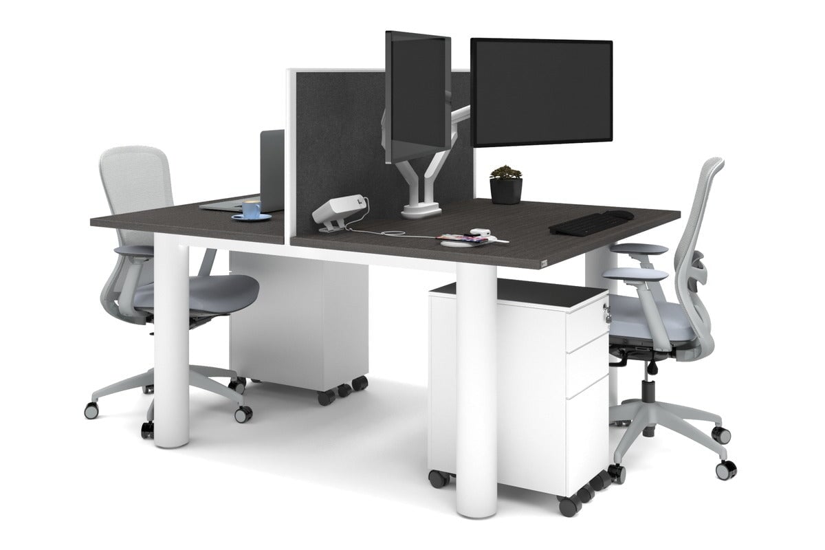Quadro Cylinder Leg 2-Person Office Workstation Desk - 1800L x 800W with Cable Management Scallop - Perfect for Collaborative Workspaces & Modern Offices