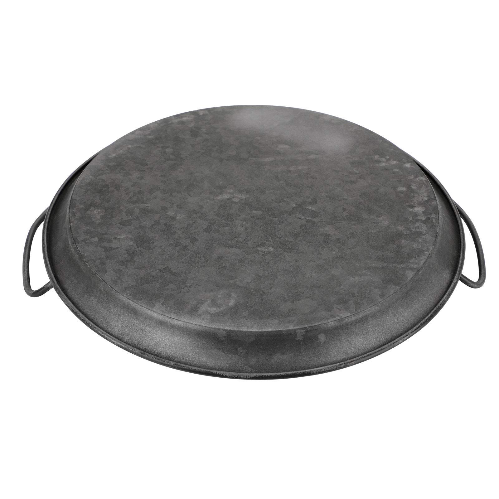 Hipiwe Industrial Style Metal Iron Tray - Galvanized Round Serving Tray with Handles for Coffee Table, Rustic Home Decor, Breakfast Serving Tray - Perfect for Dining, Entertaining & Farmhouse Style Decor