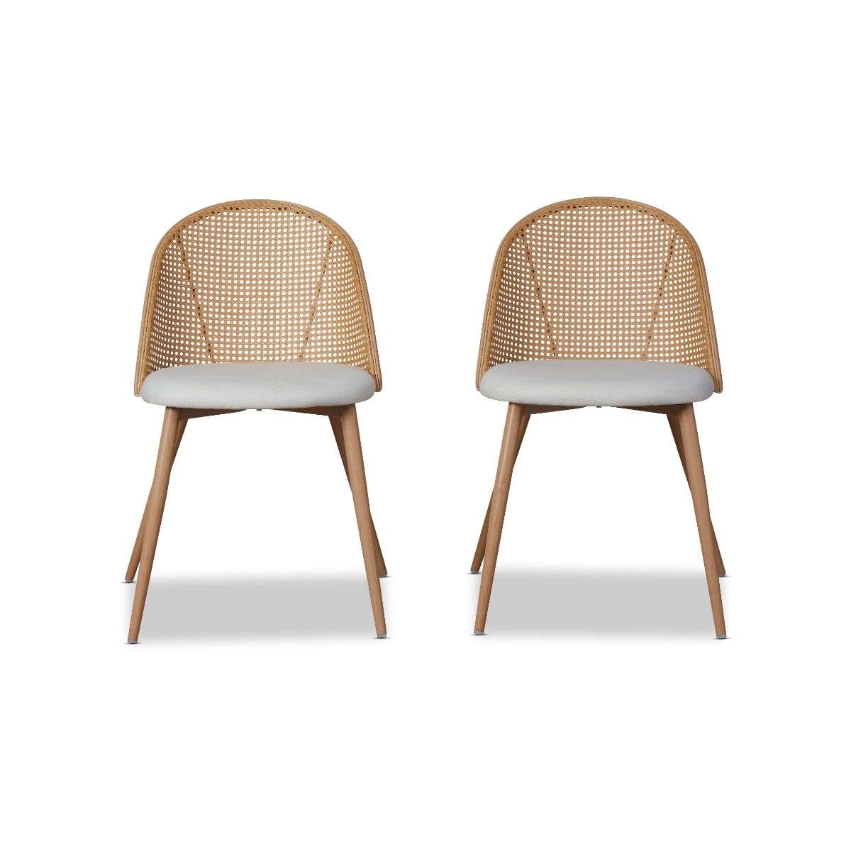 Avila Dining Chairs Set of 2 - Natural Wood Kitchen Chairs for Dining Room, Breakfast Nook & Home Decor