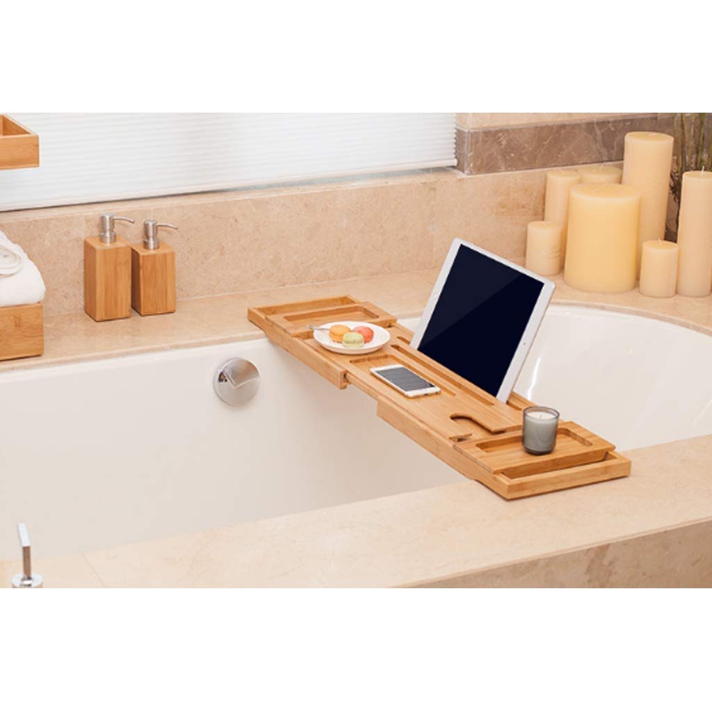 Retractable Multifunctional Bamboo Bathroom Shelf - Bathtub Stand with Multi-Layer Storage, Modern Breathable Drain Tray for Shampoo, Conditioner & Soap - Perfect for Small Bathrooms & Spa-Like Showers