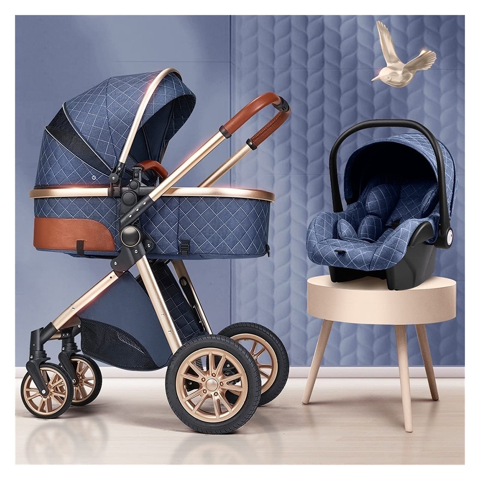 Premium 3-in-1 Baby Stroller & Pram - Lightweight Travel Stroller with Shock Absorption for Newborns to Toddlers | High-Landscape Design with Removable Sleeping Basket | Perfect for City Walks, Travel & Outdoor Adventures