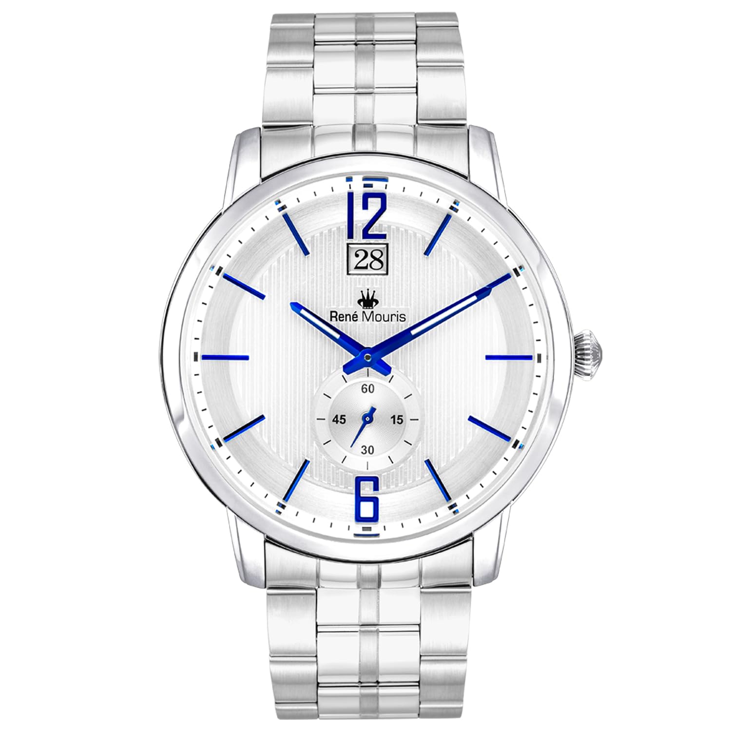Premium René Mouris Men's Executive Quartz Watch - 44MM 316L Stainless Steel Business Chronograph with Sapphire Crystal & 50M Water Resistance - Luxury Dress Watch for Office, Meetings & Formal Events