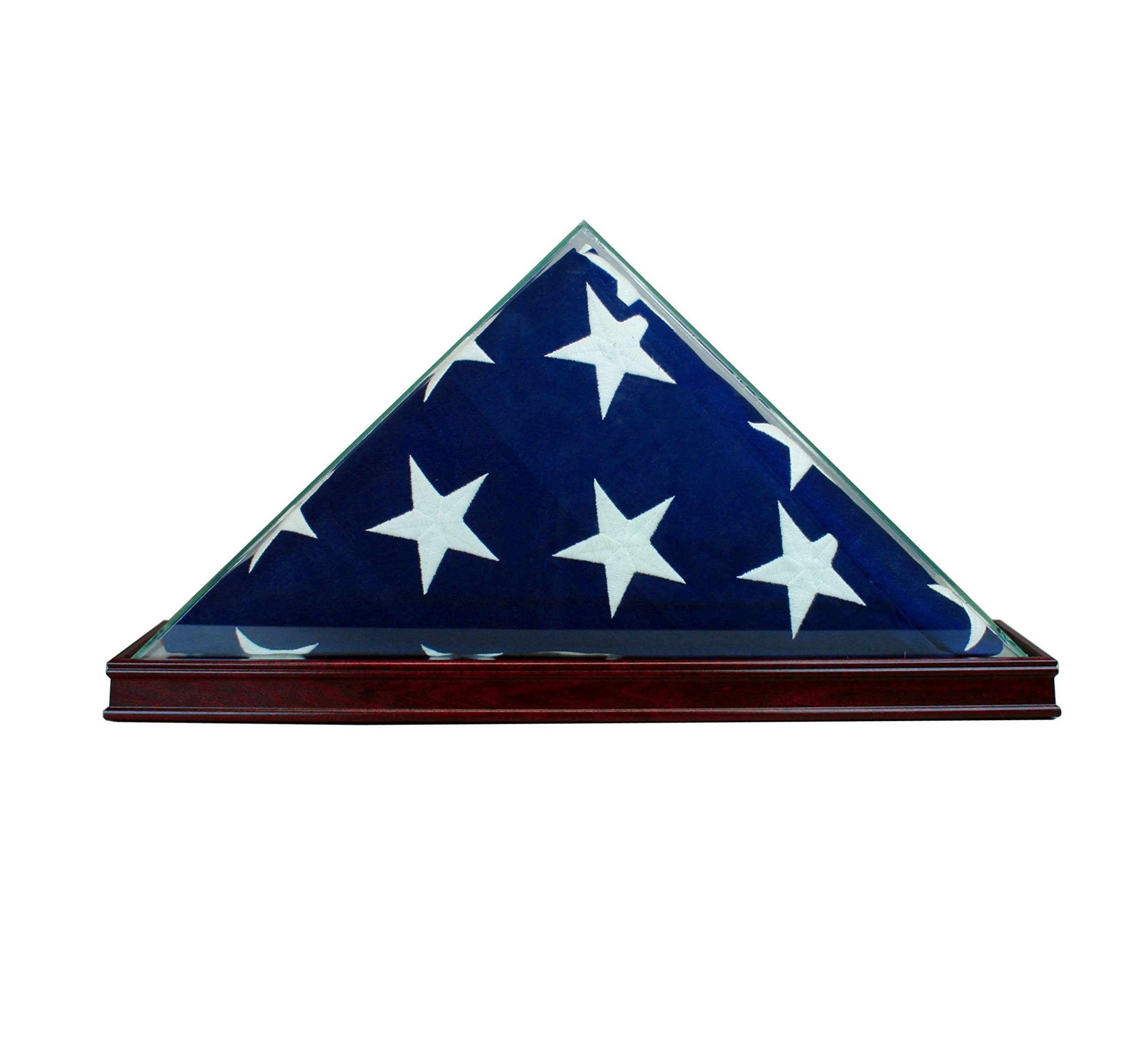 Premium Cherry Wood All-Glass Flag Display Case for 9.5' x 5' American Flags - Perfect for Military Memorials, Patriotic Home Decor & Museum-Quality Preservation