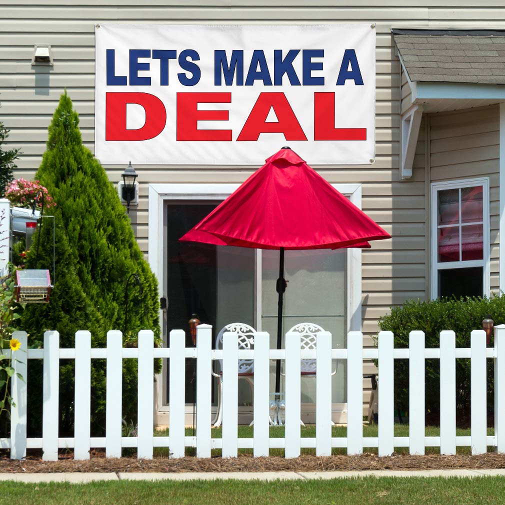 Custom Vinyl Banner - 60x144 Inches Weatherproof Outdoor Business Sign with 10 Grommets (Blue/Red) - Perfect for Yard Sales, Industrial Use & Promotional Events