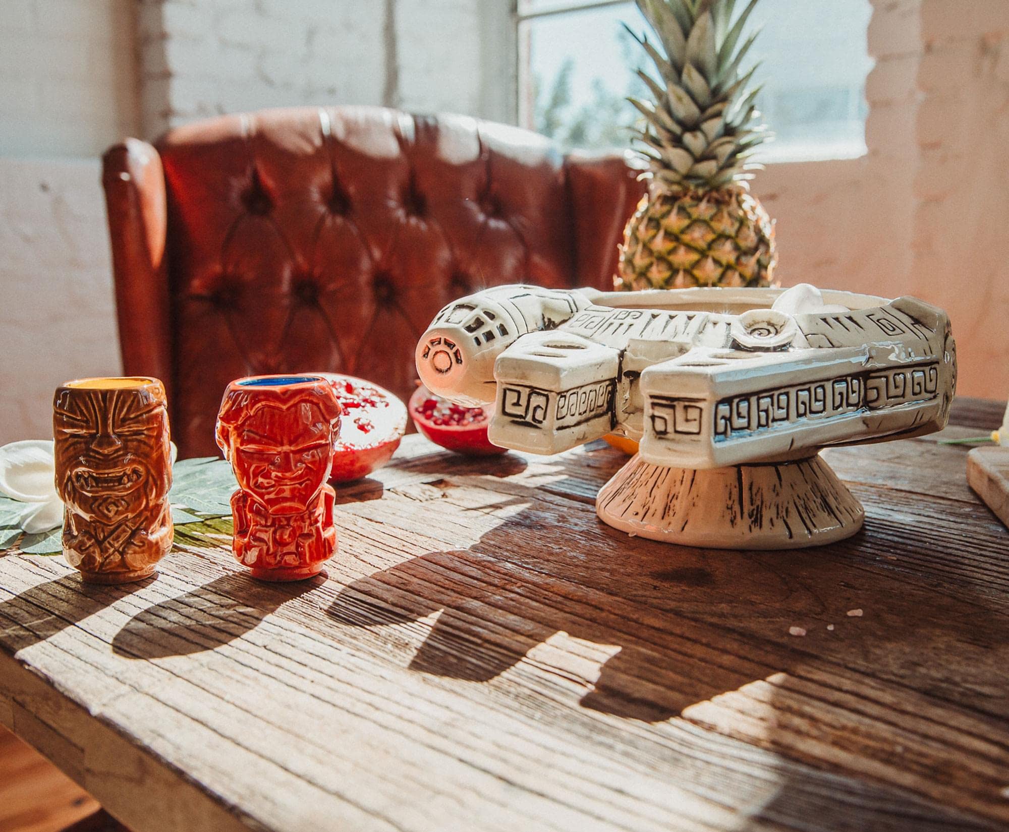 Star Wars Millennium Falcon Tiki Bowl with Han Solo & Chewbacca Mug - Geeki Tiki Collectible Drinkware Set for Sci-Fi Fans & Cocktail Parties