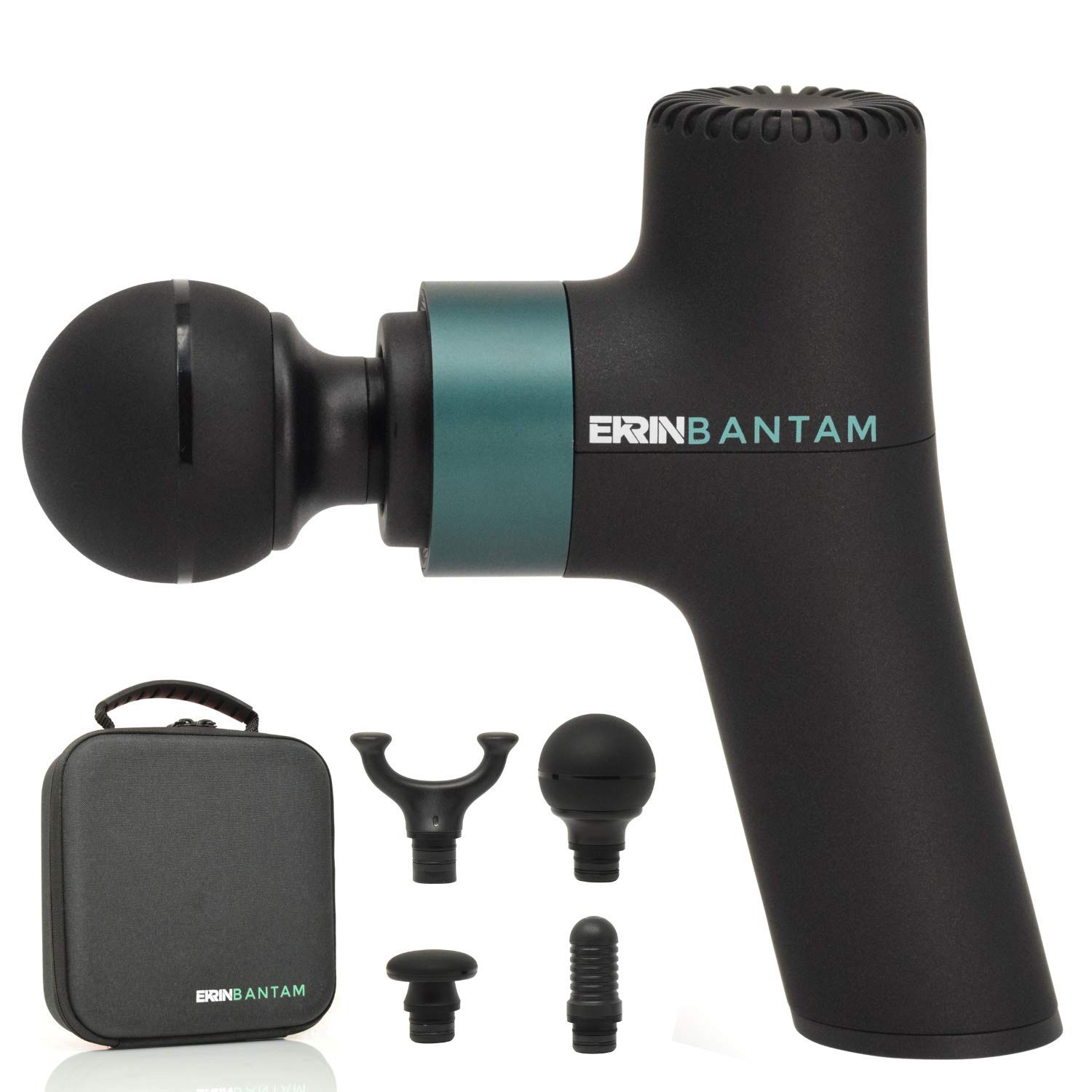 Ekrin Athletics Bantam Mini Massage Gun - Portable Deep Tissue Muscle Massager with 5 Adjustable Speeds & 4 Attachments - Long-Lasting Battery, Lightweight Design for Travel - Perfect for Post-Workout Recovery, Muscle Pain Relief & On-The-Go Wellness at Home, Gym or Office