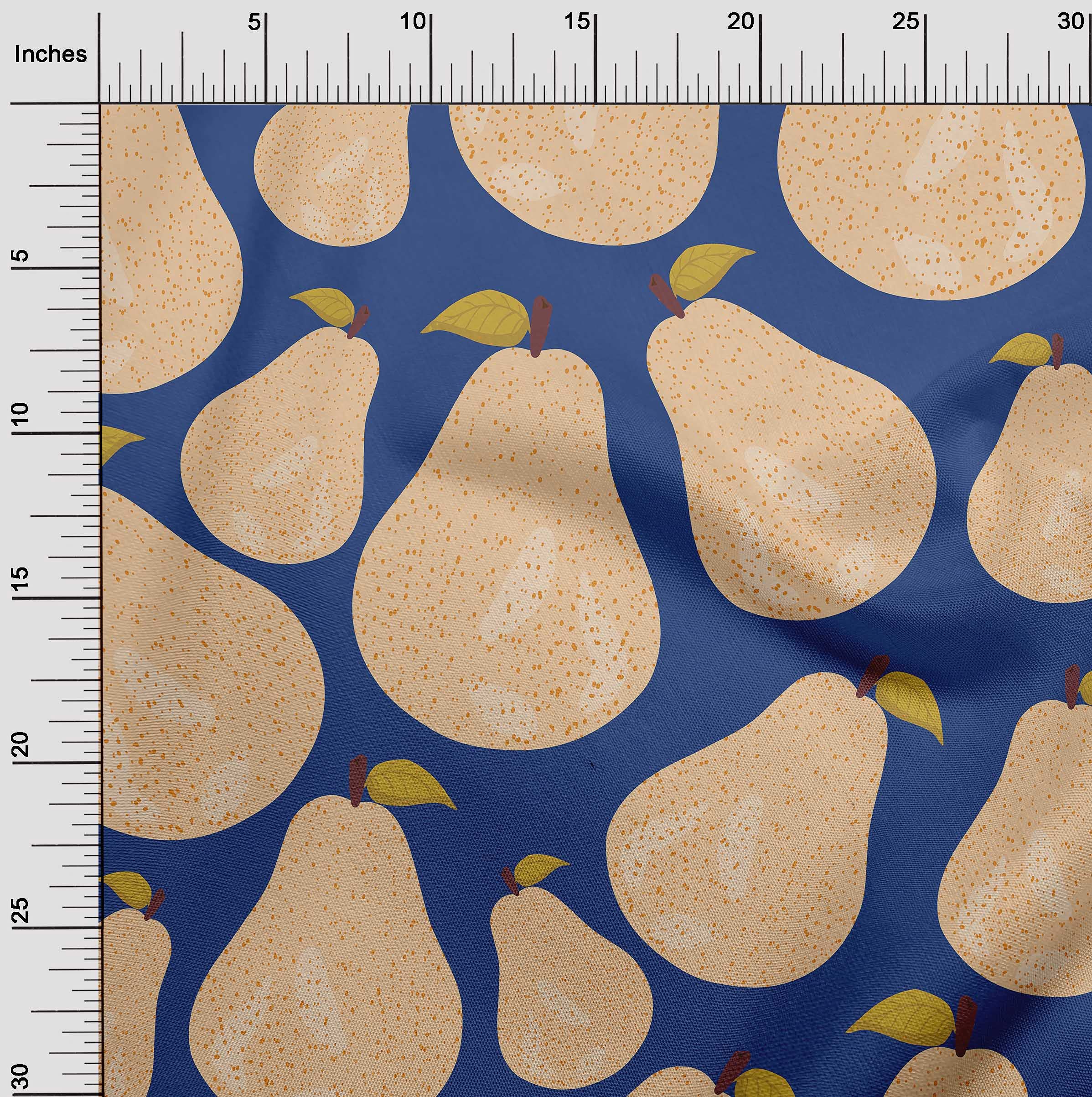 oneOone Georgette Viscose Fabric - Medium Blue Fruit Print - 42 Inch Wide by The Yard - DIY Clothing & Sewing Supplies for Dresses, Scarves & Home Decor