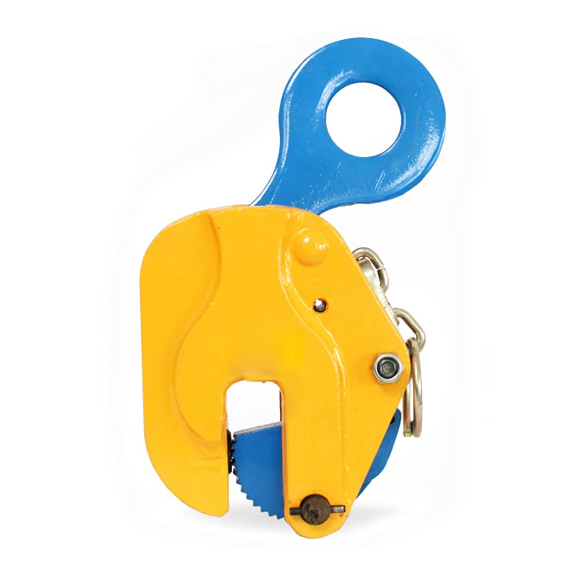 Heavy Duty Vertical Plate Lifting Clamp 2 Ton Capacity with Locking Hoist Hook - Industrial Steel Sheet Metal Clamp for Construction, Warehousing & Material Handling - Yellow Safety Color