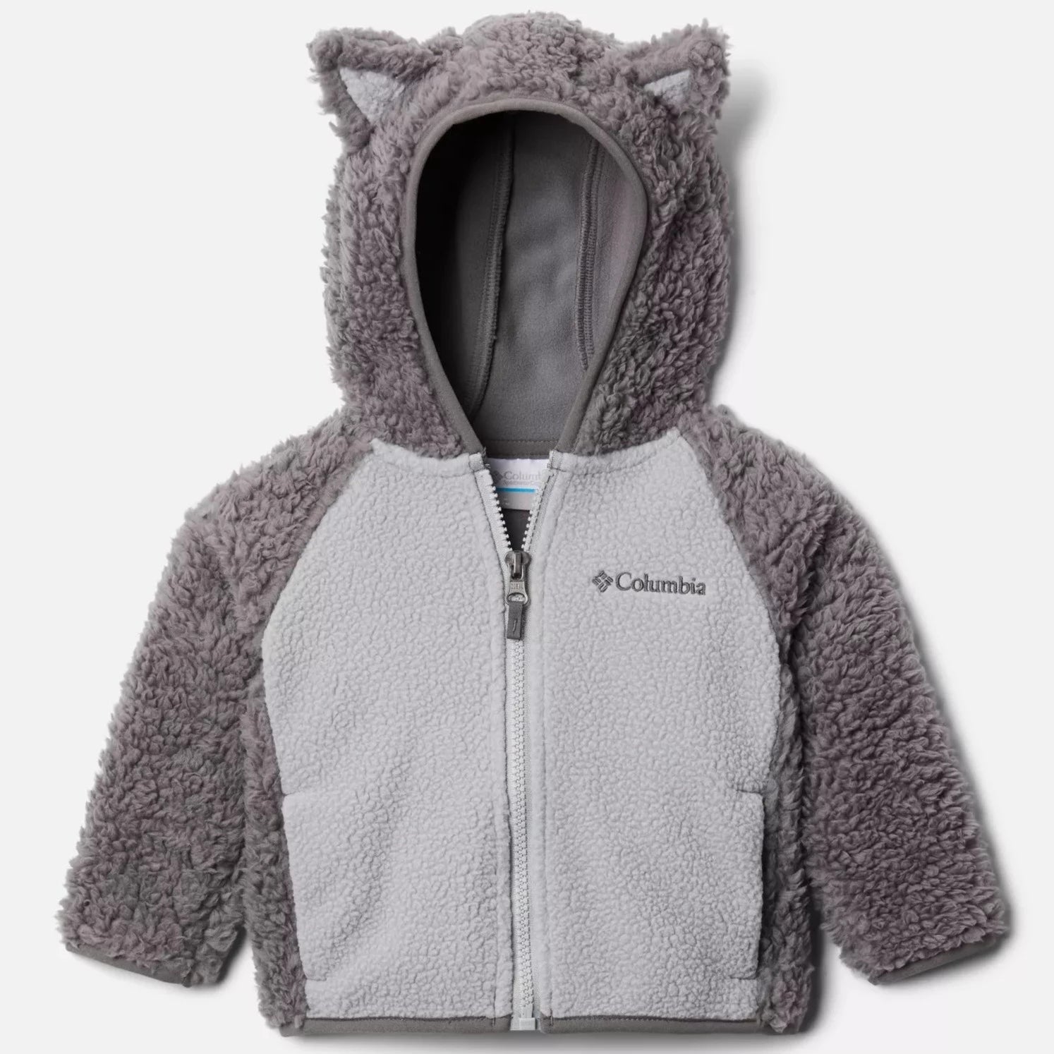 Columbia City Grey Foxy Baby Full Zip Sherpa Fleece Jacket for Infants - Warm & Cozy Winter Outerwear for Newborns & Toddlers - Perfect for Outdoor Playdates & Stroller Walks