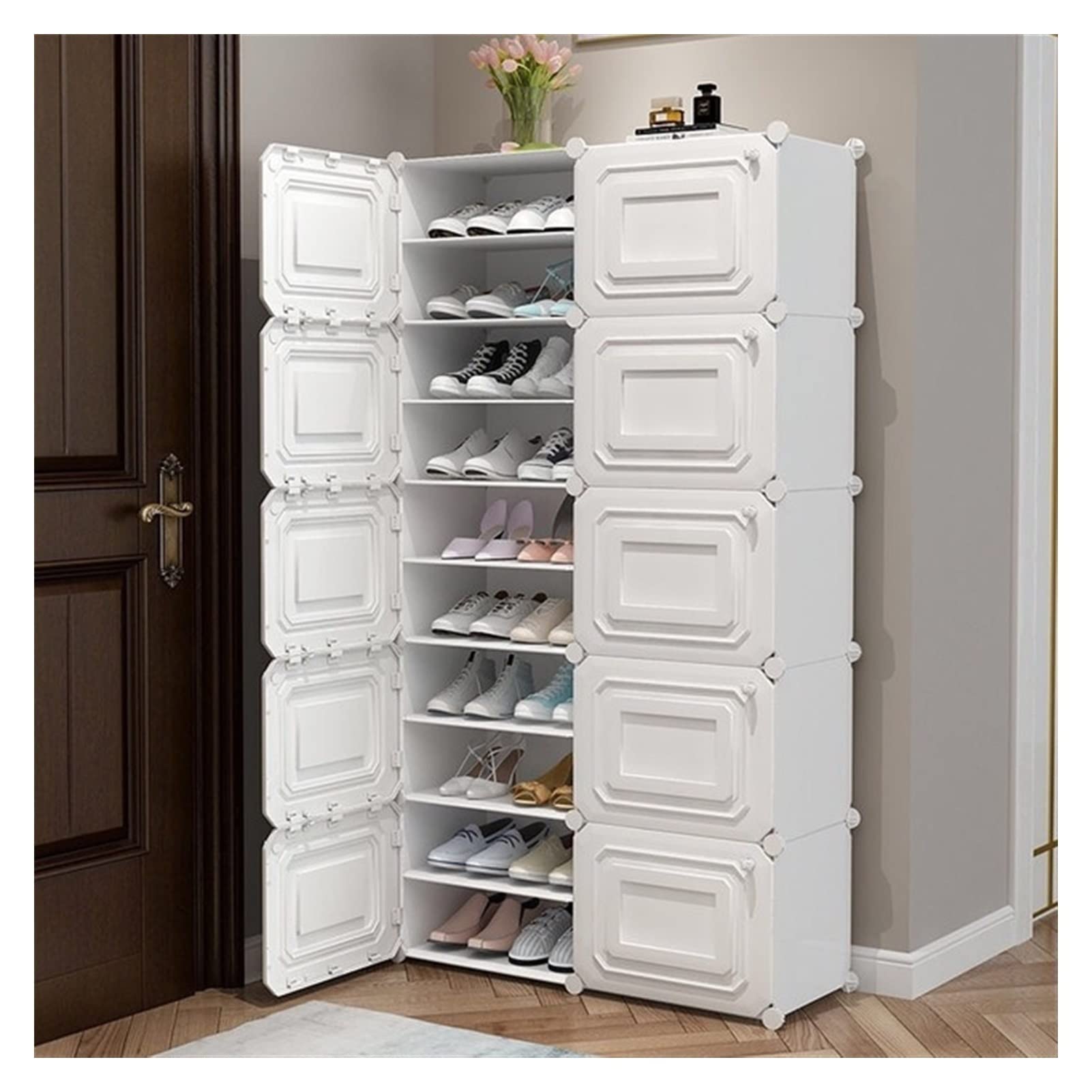 Multi-Layer Shoe Rack & Storage Shelf - Portable Plastic Modular Wardrobe Organizer for Shoes, Clothes & Books | Space-Saving Closet Solution for Bedroom, Entryway & Dorm Room