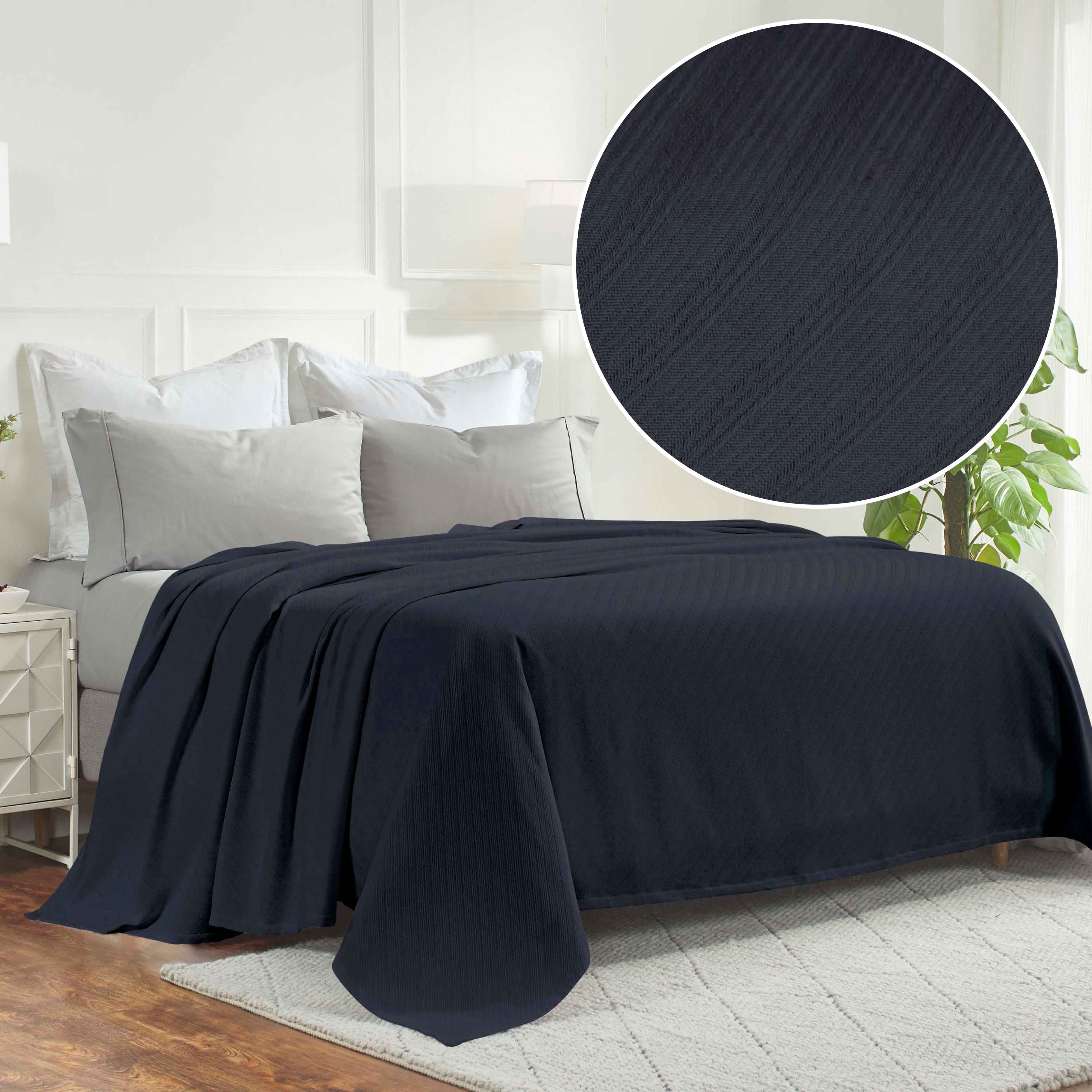 Premium Milan Cotton Textured Striped Lightweight Woven Blanket - Soft & Breathable Throw for Sofa, Bed, Picnic & Outdoor Use