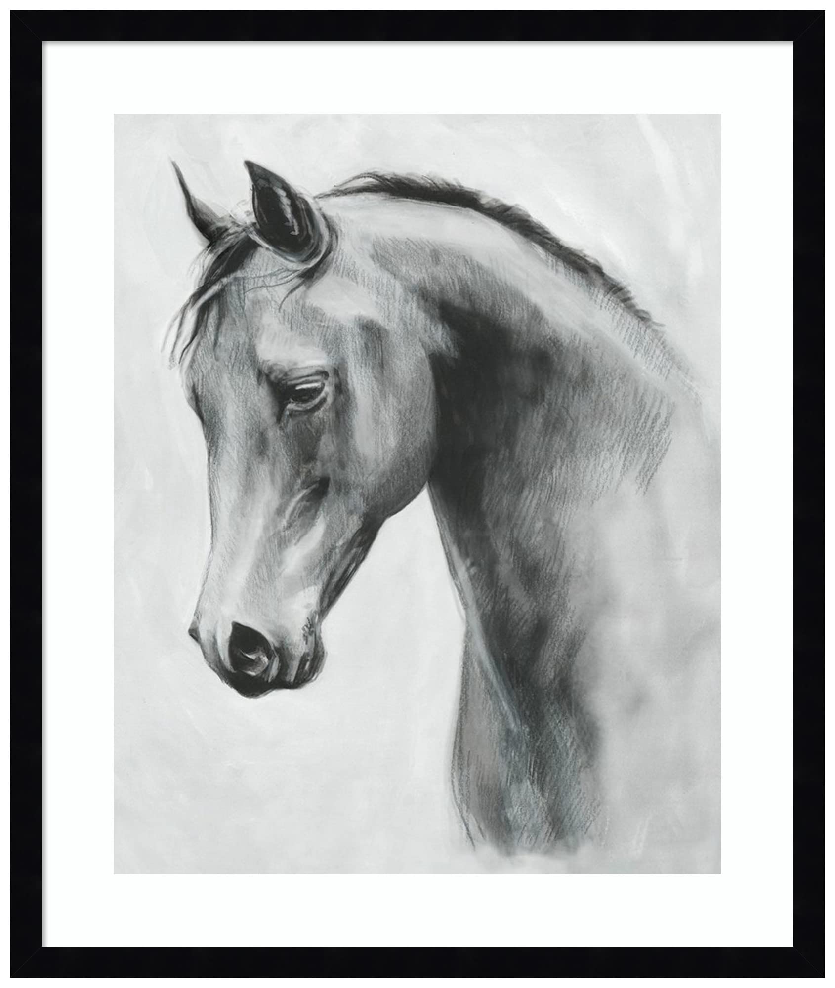 Emma Scarvey Cavallo II Wood Framed Wall Art Print - 21x25 Inch Modern Black Frame - Elegant Home & Office Decor for Living Room, Bedroom, Dining Area