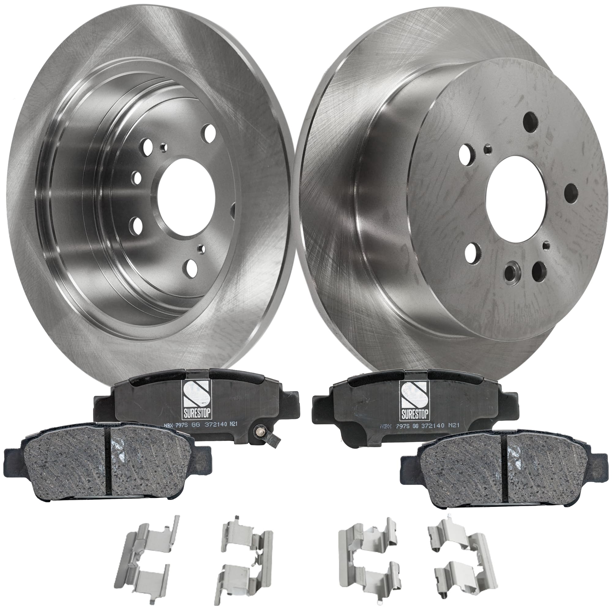 Toyota Sienna 2004-2010 Rear Brake Disc and Pad Kit - 2-Wheel Set with Cast Iron Rotors & Ceramic Pads, 5-Lug 11.46 Inch - Perfect for Smooth Braking & Vehicle Safety
