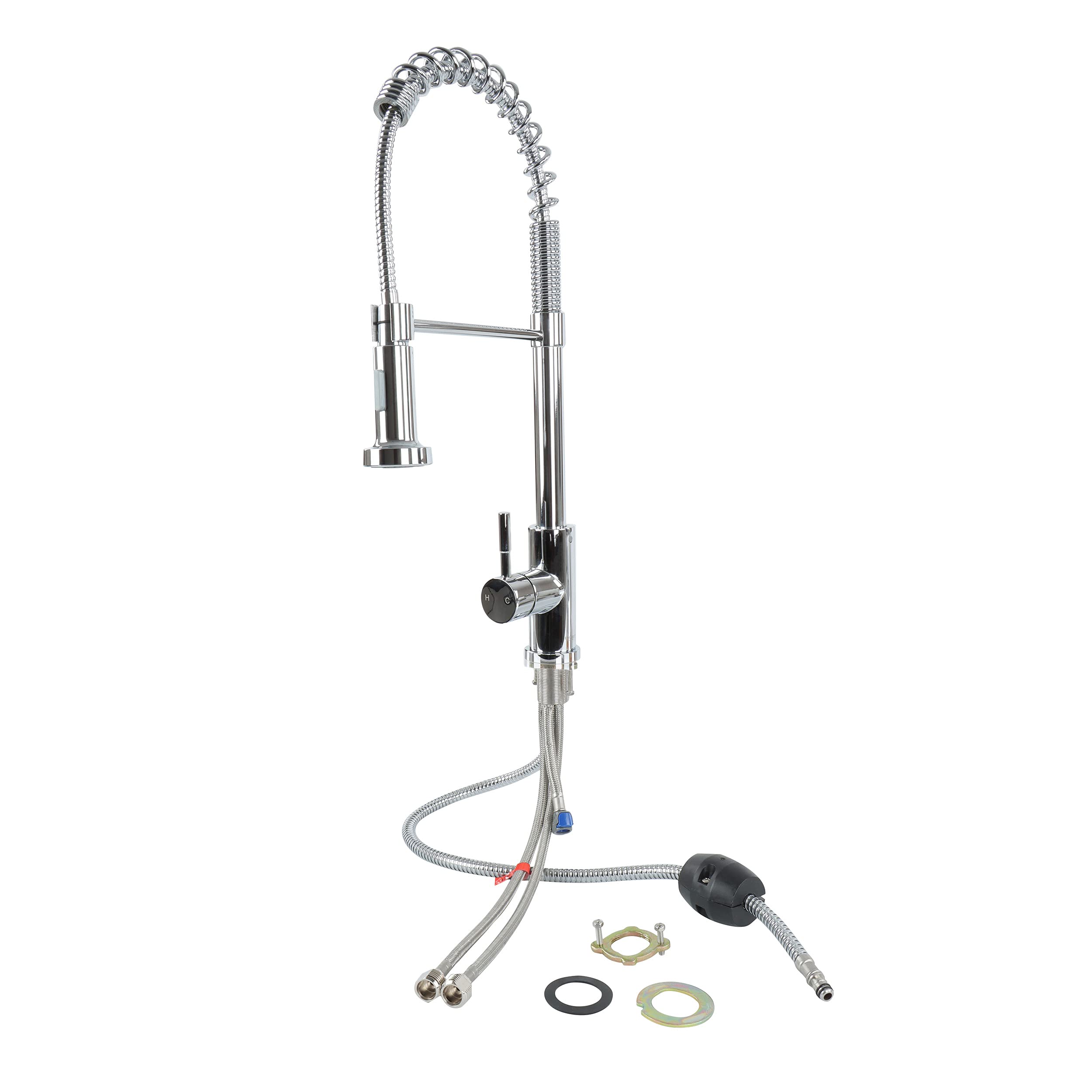 Empire Pull Down Kitchen Faucet with Sprayer - Chrome Finish Stainless Steel Sink Faucet with Deck Plate - Perfect for Modern Farmhouse & Commercial Kitchens