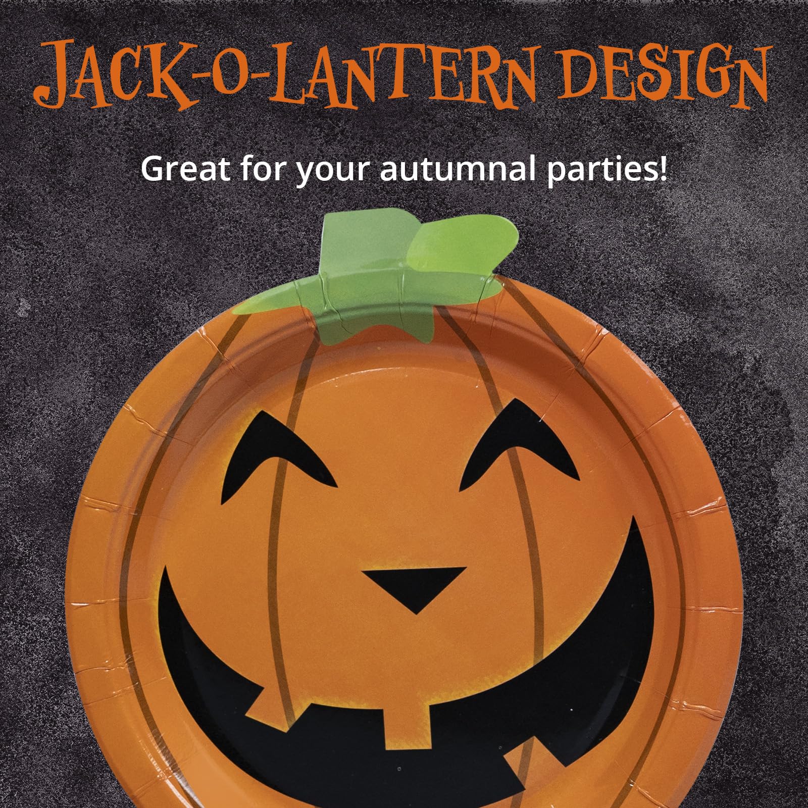 50-Count Halloween Paper Plates with Pumpkin Cutout - 7 Inch Disposable Dinner Plates for Halloween Party Supplies | Perfect for Spooky Decorations, Trick-or-Treat Parties & Fall Gatherings