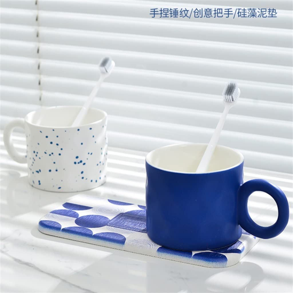 Ceramic Toothbrush & Mouthwash Cup Set for Couples - Family Bathroom Organizer with Tray for Countertop Storage | Perfect for Master Bath, Guest Bath & Dorm Rooms