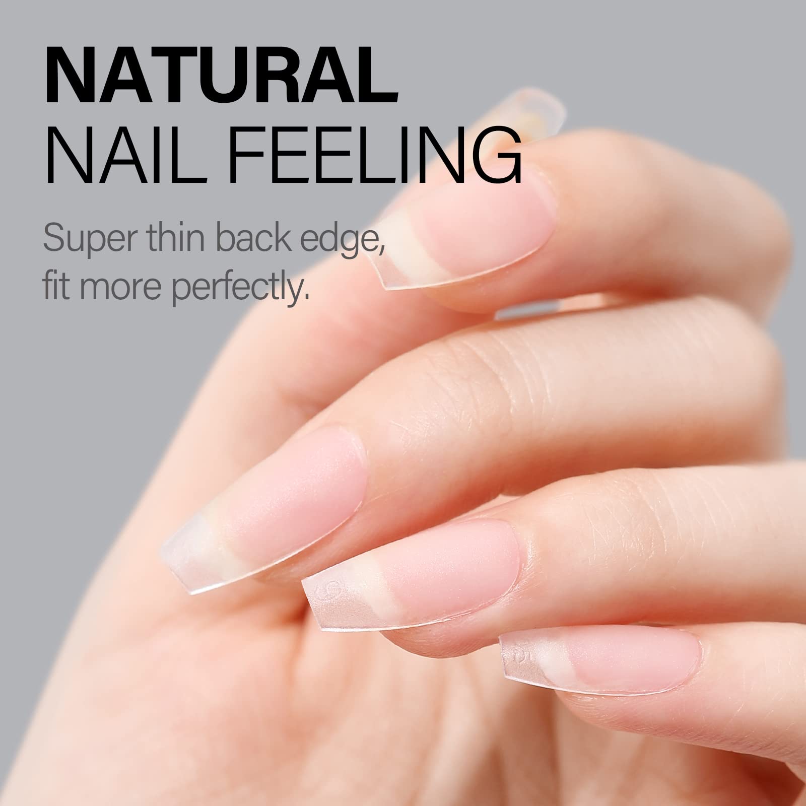 AILLSA Short Coffin Nail Tips with Nail Glue Bundle - 24pcs False Nails for Women, Natural Acrylic Nails, DIY Manicure Kit for Home & Salon Use | Perfect for Parties, Weddings, and Everyday Wear