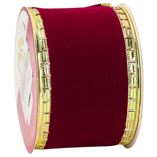 Red Dark, Velvet with Gold Border