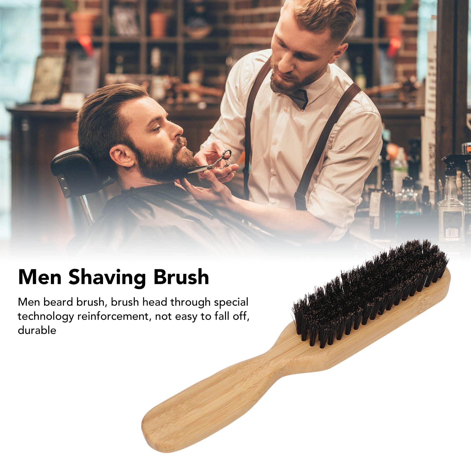 Premium Wooden Handle Beard Brush for Men - Soft Bristles Shaving & Styling Tool - Perfect for Home Hair Salon, Beard Grooming & Broken Hair Removal - Ideal for Daily Grooming Routine & Professional Barbershop Use